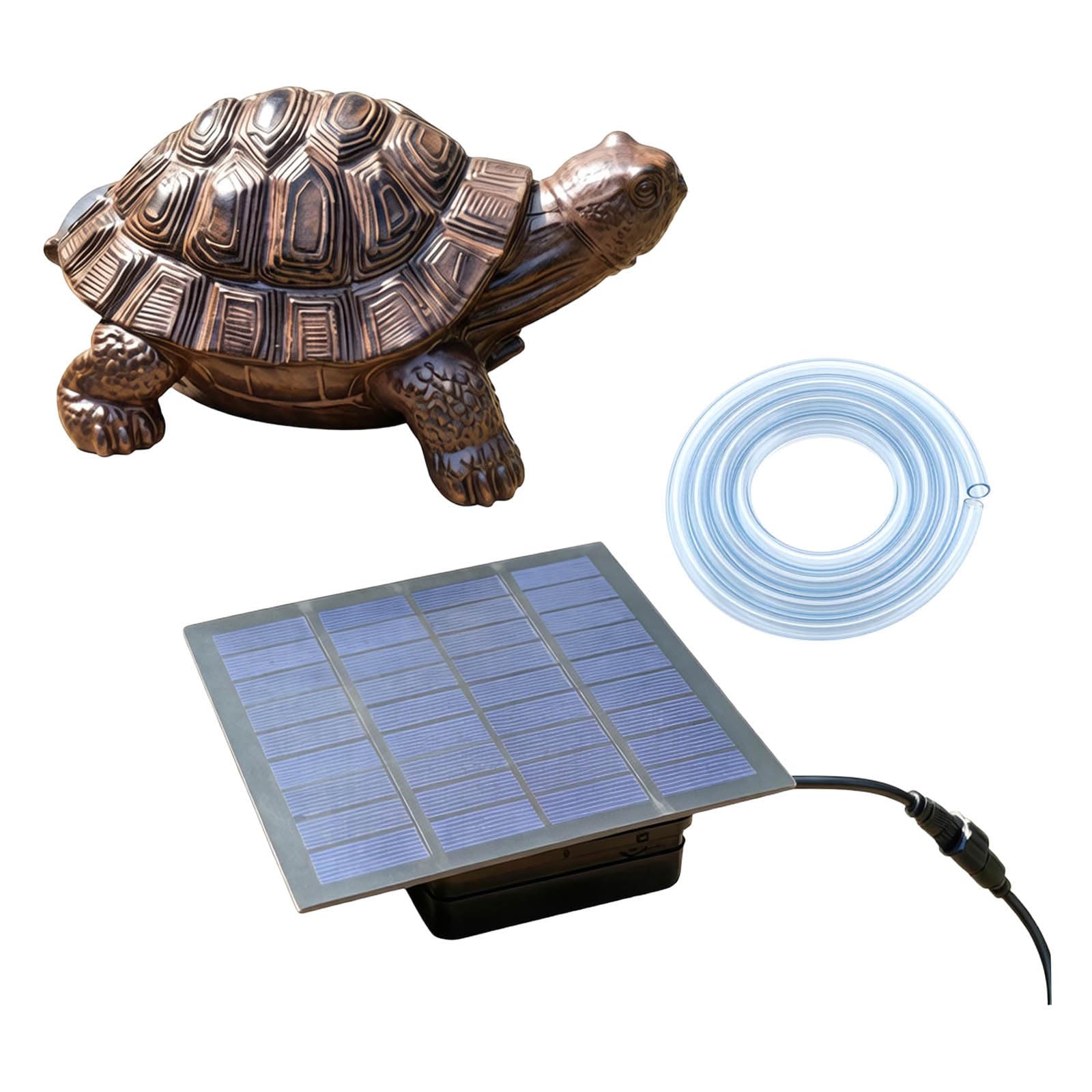 Épuisette de bassin à énergie solaire en résine en forme de tortue - Entraînement pour petits jardins avec décoration de jeu d'eau (gris, 17,5 x 13,5 x 29,5 cm)