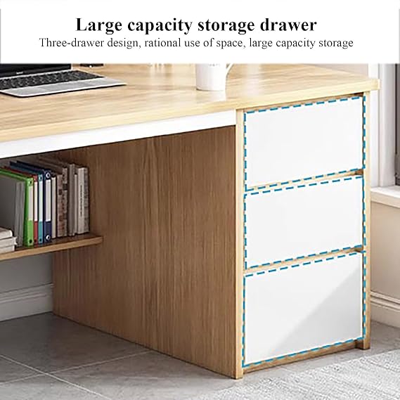 Computer Desk with Hutch & Drawers,Modern Writing Table with Storage Shelves,Home Office Desk with Bookshelf,Wood Study Desk for Home Office Working Game Workstation(100cm/39.3, Walnut)
