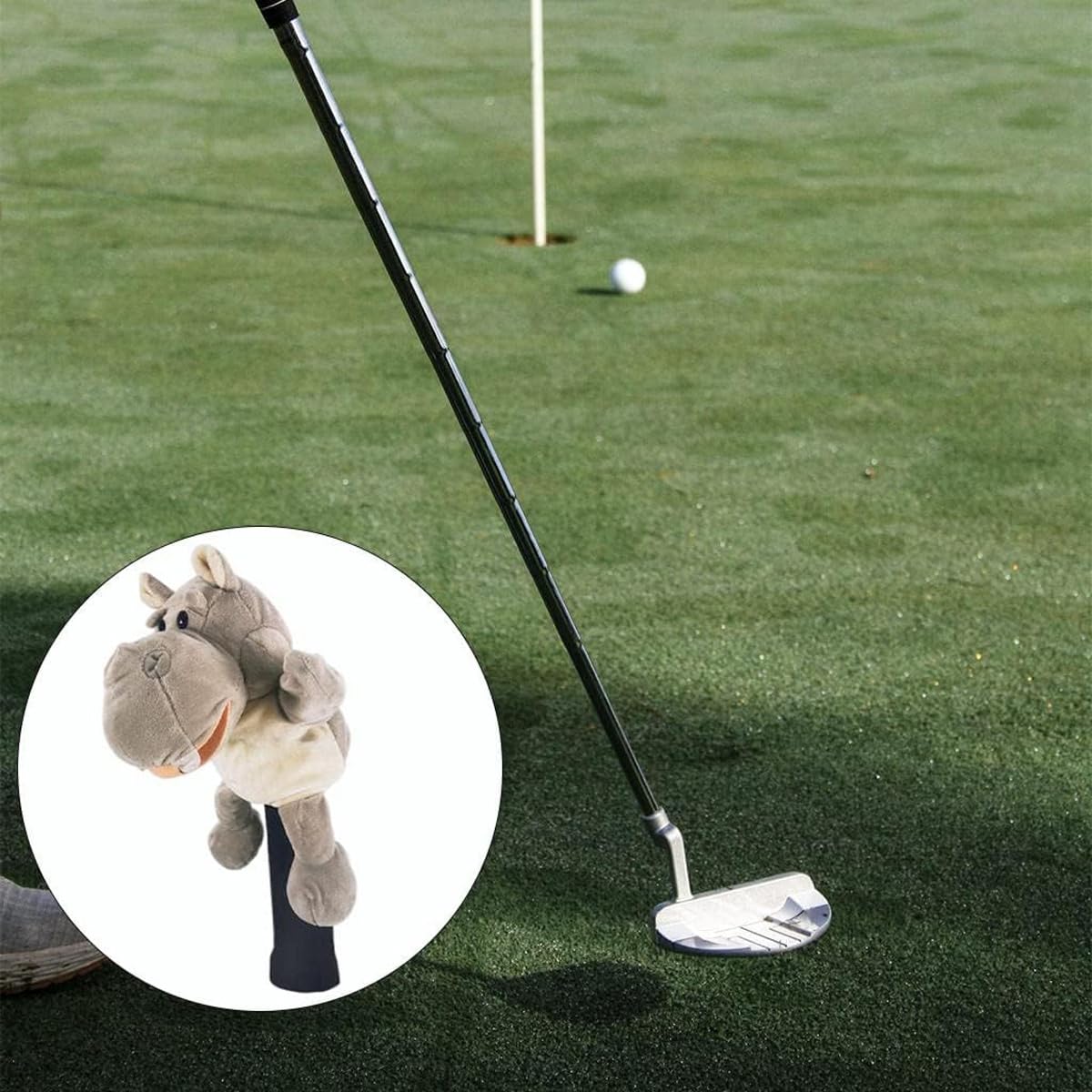Funda para Palo de Golf con Forma de Hipopótamo Gris, Alnicov, Protector Universal para Driver