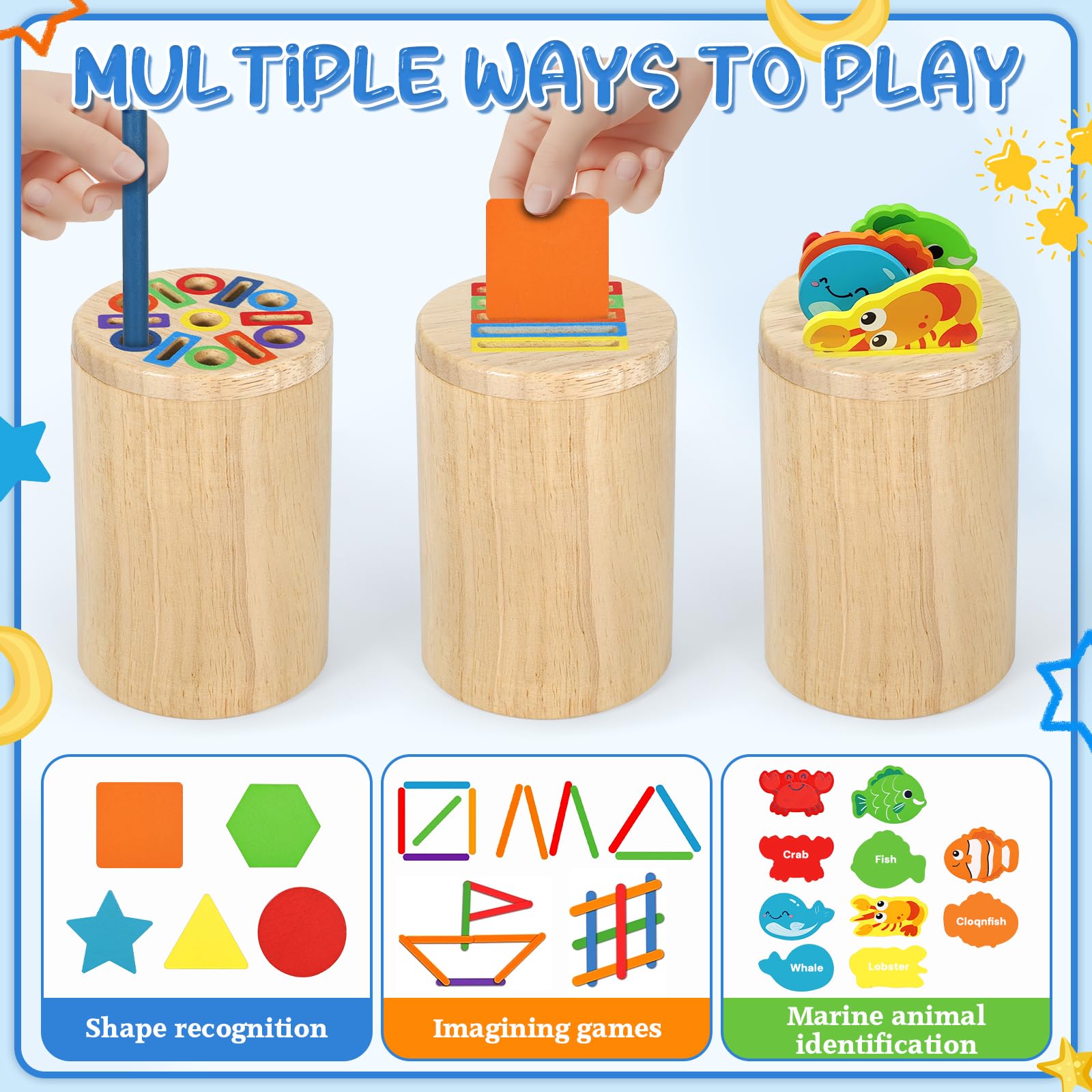 Giochi Bambini 4 5 6 Anni, 4 in 1 Giochi Montessori, Classificazione delle Forme e dei Colori, impilamento e smistamento, Giocattoli Montessori per Bambini di 4+ Anno Regali Educativi
