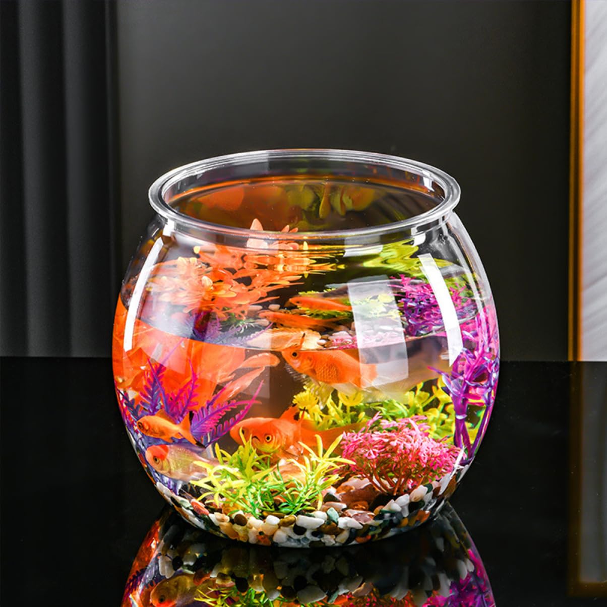FRCOLOR Boccia per Trasparente Rotondo Piccolo per Betta e Multifunzionale per Tartarughe e Rettili Facile Resistente Urti Decorazione e Ufficio