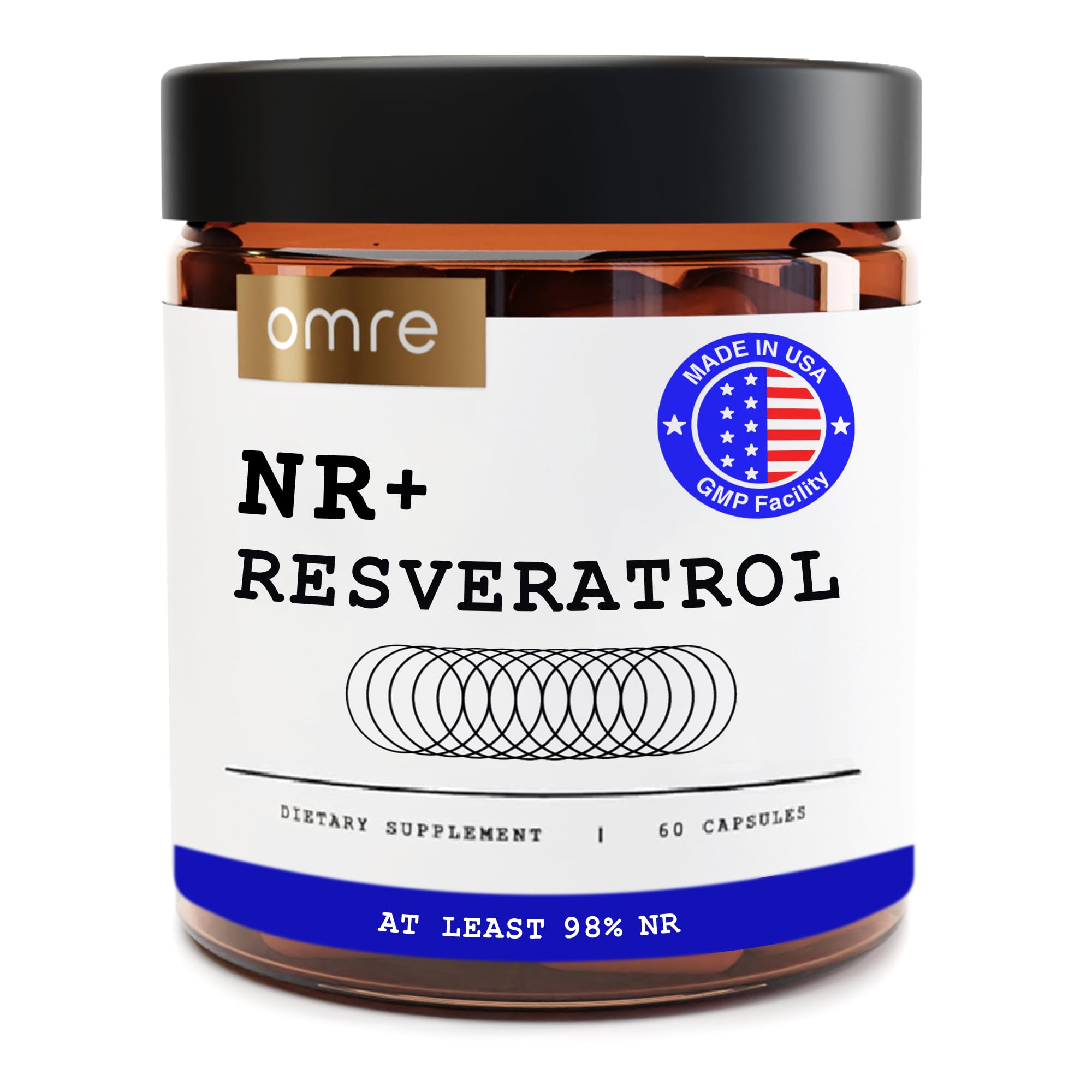 Sponsored Ad - OMRE Nicotinamide Riboside + Resveratrol NAD Supplement Supports Aging, Energy & Cell Regeneration, 98% Pure 500mg NR & 500mg Micronized Resveratrol, 60 Capsules