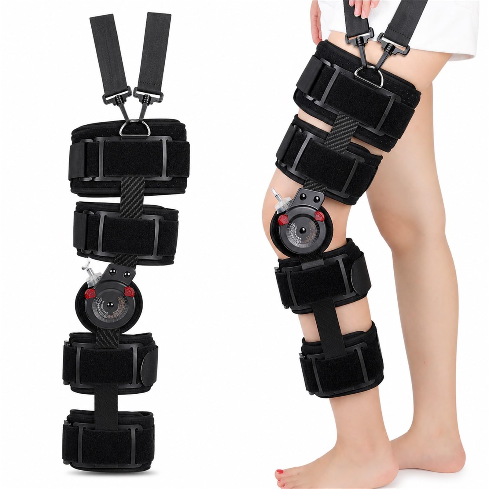 Orteza Stawu Kolanowego ROM Stabilizator z Szynami Bocznymi na Ból Kolana Artretyzm ACL PCL MCL Zerwanie Łękotki Regulowana Orteza Medyczna Dziecięca Unieruchamiacz