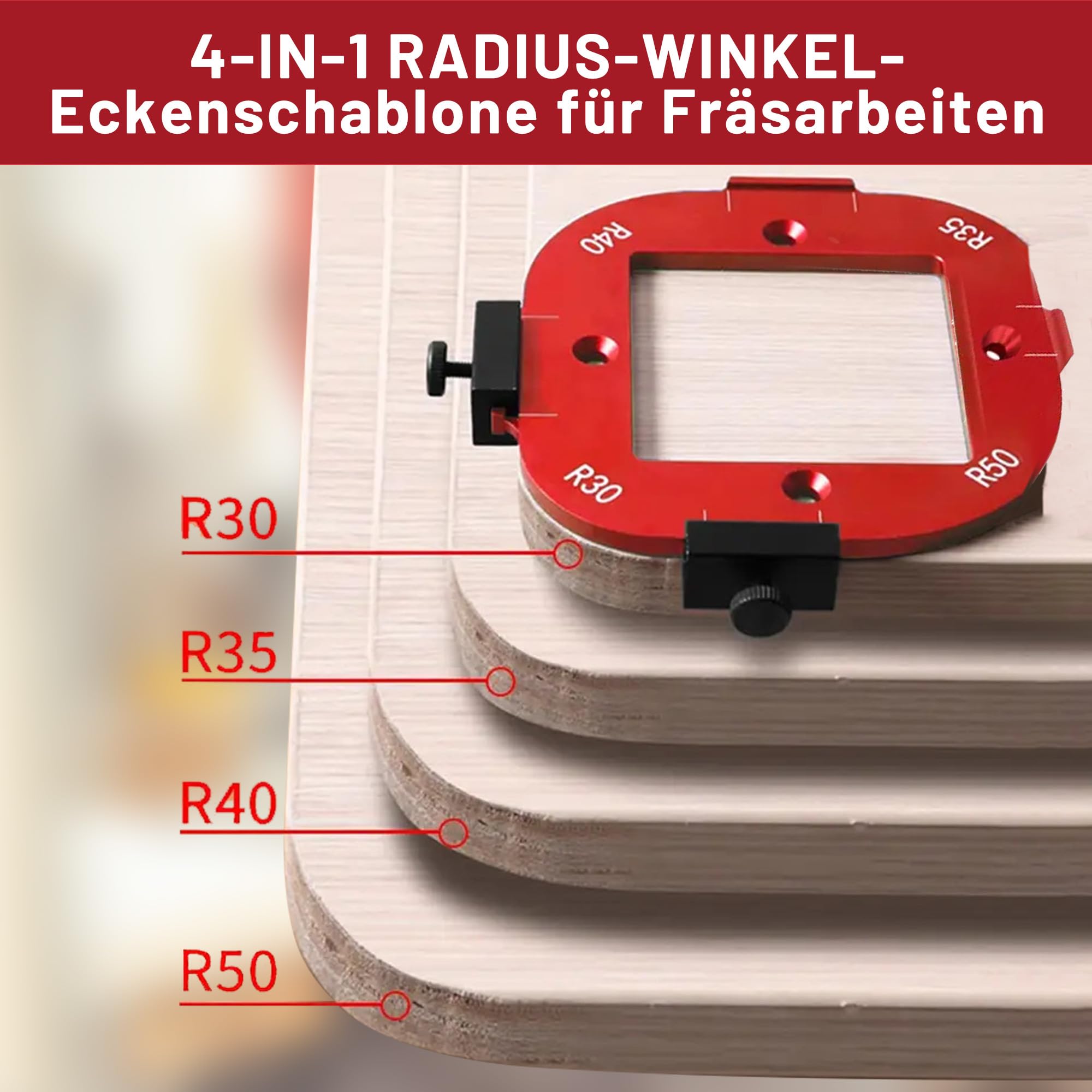 2-teilige Radius Frässchablonen Für Oberfräse - R10 Bis R50, Aluminium