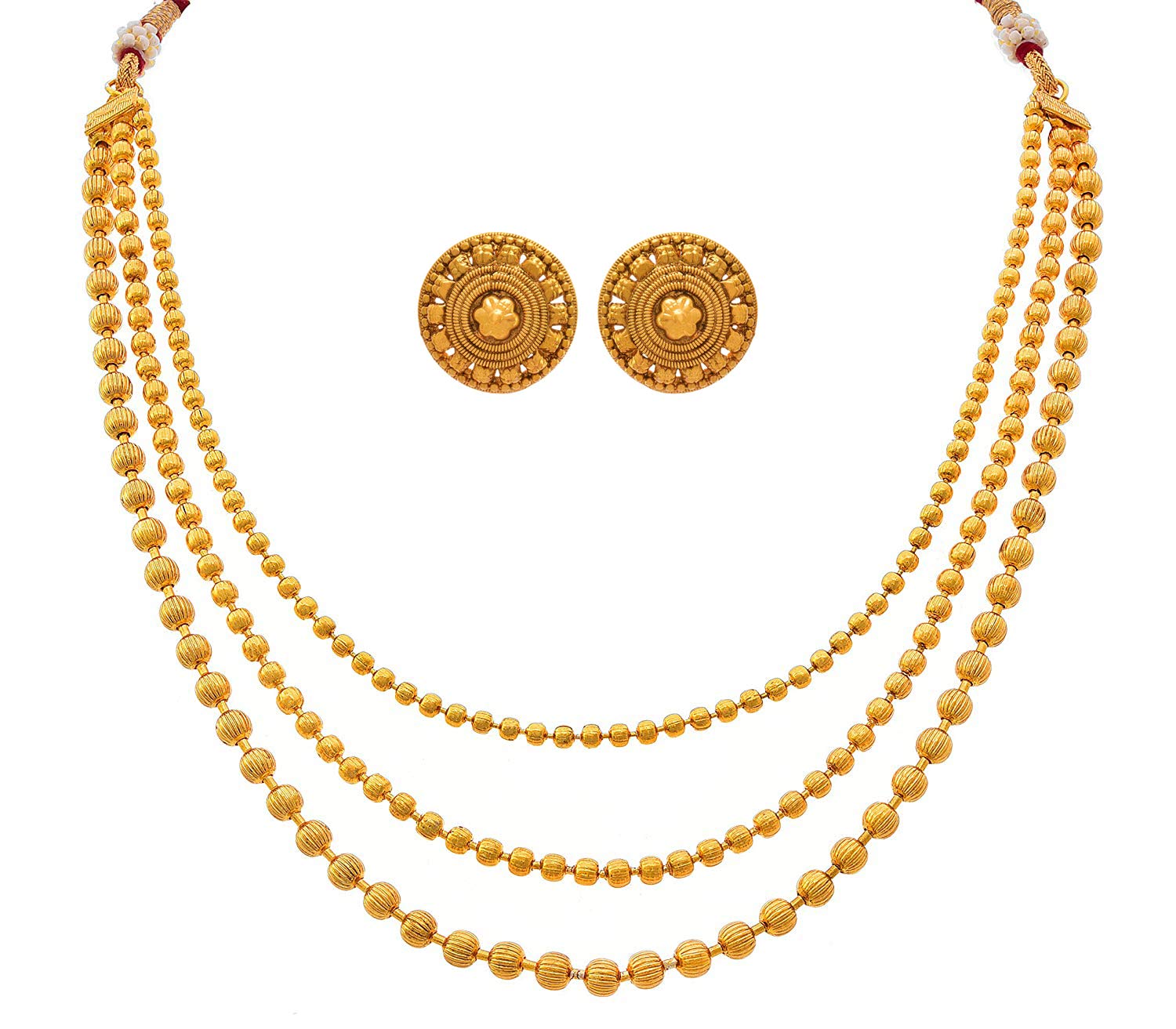 JFL - Jewellery for Less Classic Gold Plated Multi Strand Gold Bead Necklace set with Adjustable Thread for Women and Girls (Gold),Valentine (B08SVRY62B) Amazon Price History, Amazon Price Tracker