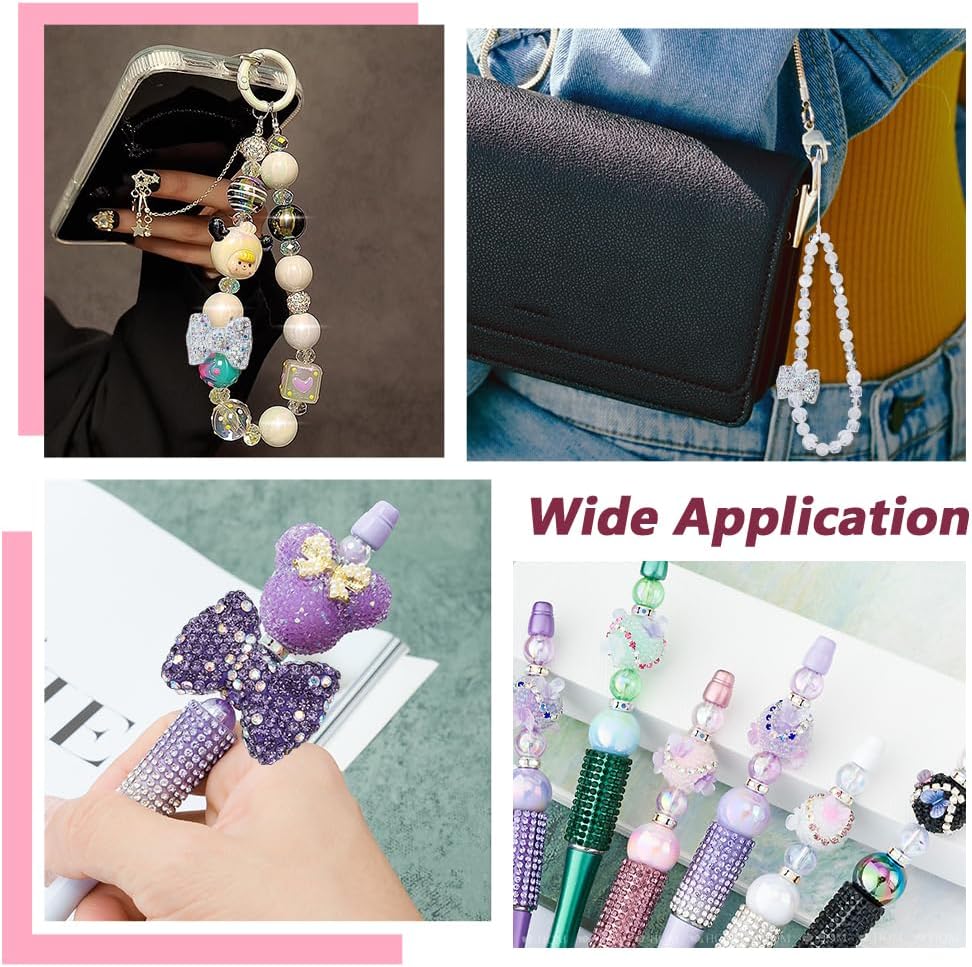 PH PandaHall 9PCS Bow Clay Rhinestone Beads for Pens Making, 9 Colors Bowknot Rhinestone Crystal Disco Ball Glass Focal Beads Glitter Bling Sparkly Diamond Bead for Bracelets Keychain Jewelry Making - Image 5