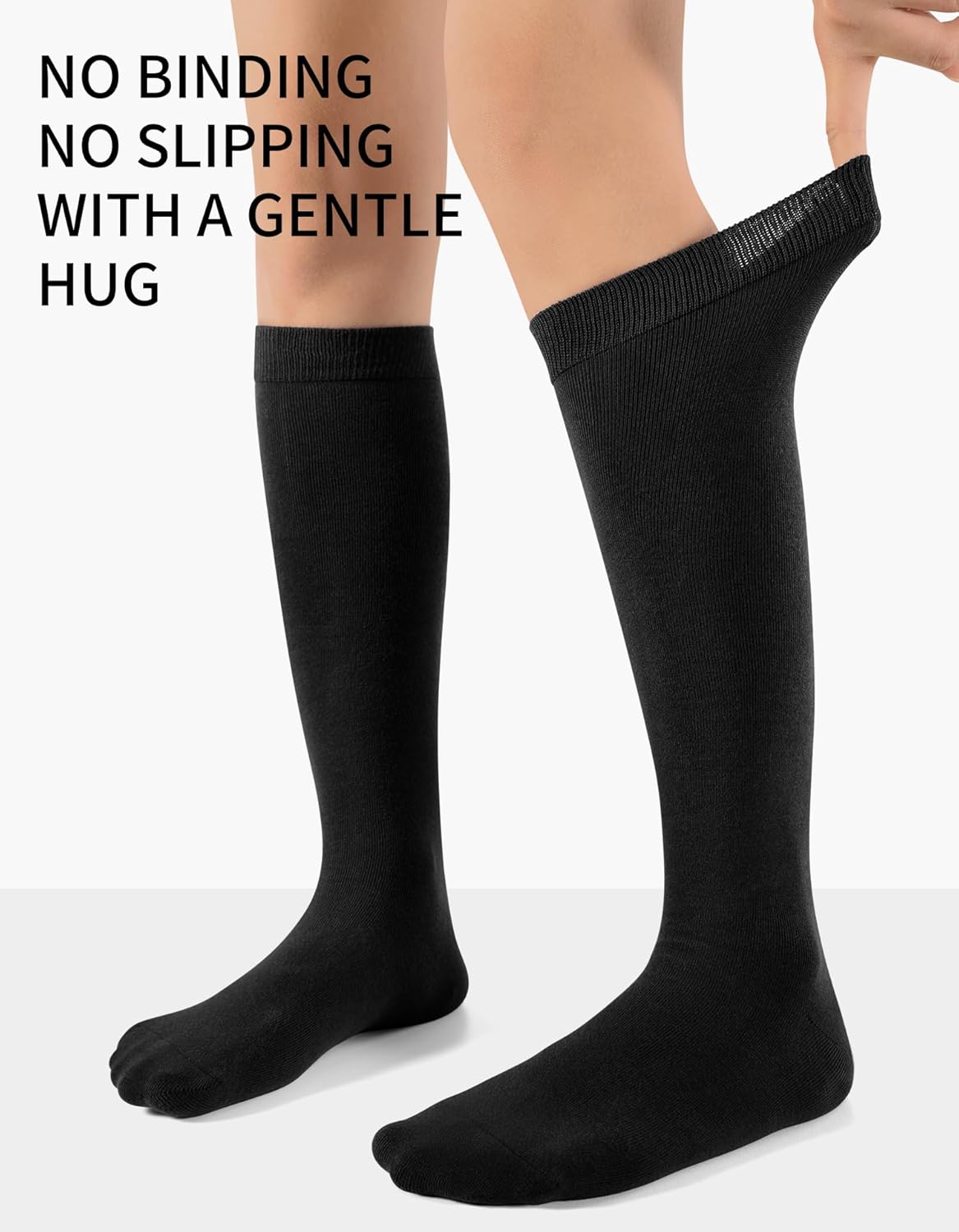 CLOSEMATE Womens Soft Knee High Long Dress Socks Combed Cotton and Comfortable Elastic Cuff 3 Pairs - Image 5