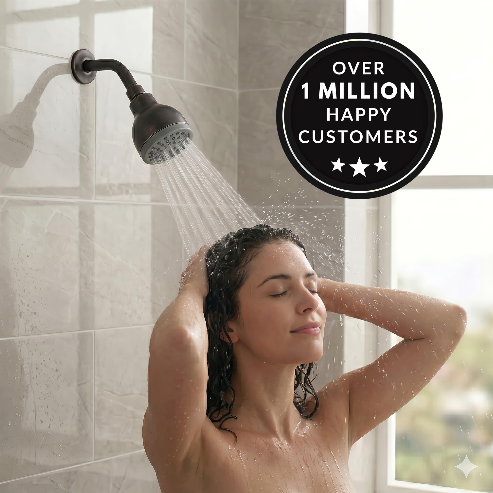 Aqua Elegante Alcachofa de ducha ajustable de alta presión de 7 cm – Mejor presión para soporte de pared