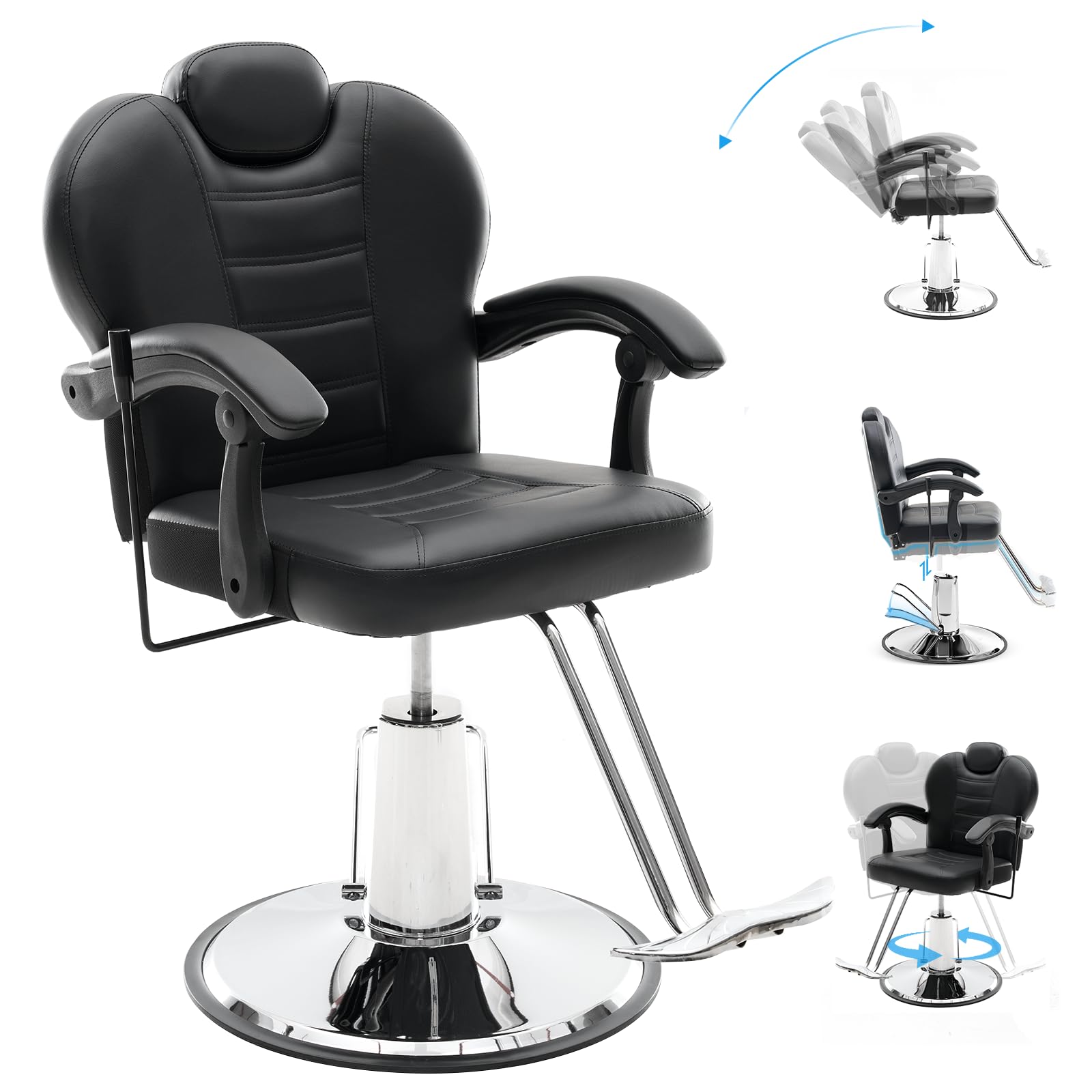 Photo 1 of Tatub 90°-135° Reclining Salon Chair for Hair Stylist, 360° Swivel Barber Chair with Heavy Duty Hydraulic Pump, Adjustable Hair Chair for Barbershop, Home