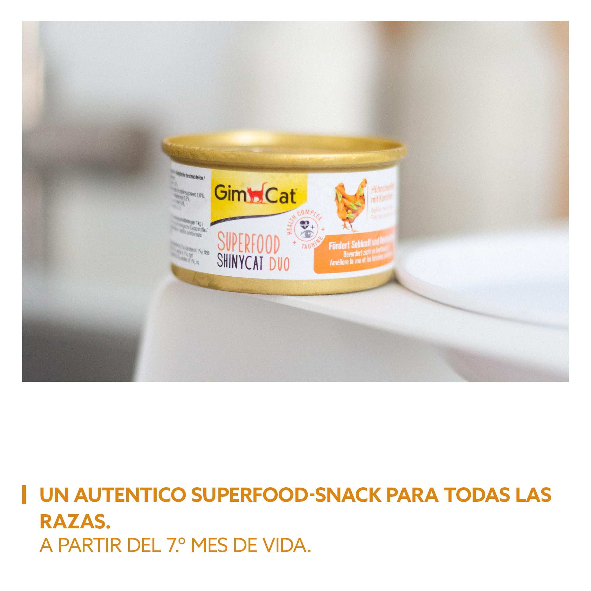 GimCat Superfood ShinyCat Duo pollo con zanahorias - Comida para gatos con jugoso filete y sin azúcar añadido, para gatos adultos - 24 latas (24 x 70 g)