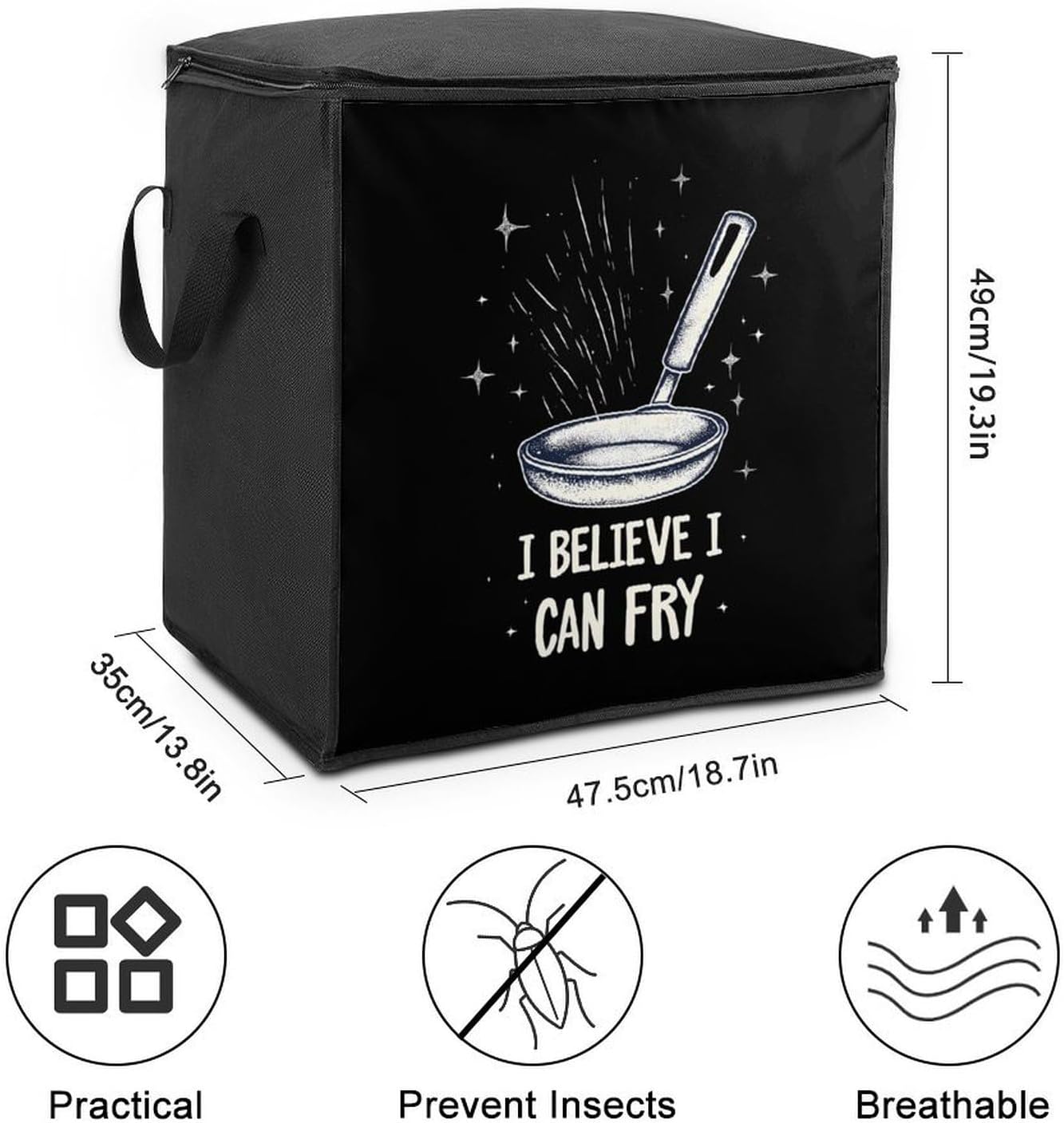 Chef I Believe I Can Fry Large Comforter Blanket Storage Bags Bins 70L Closet Organizer with Handles
