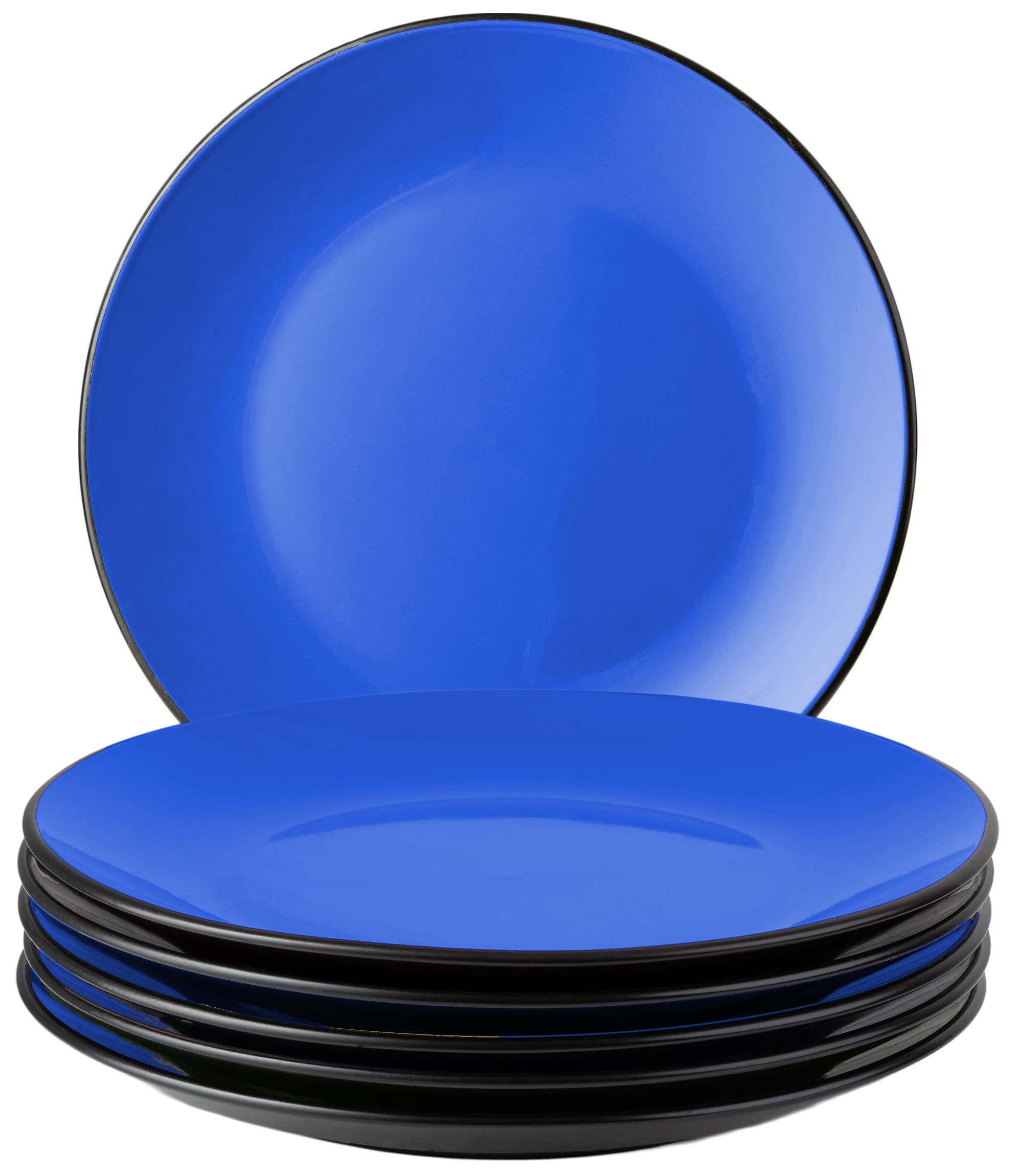 MIAMIO - Ensemble d'assiettes 6 en céramique grès pour la table - Collection Le Papillon (Bleu, 26 cm)