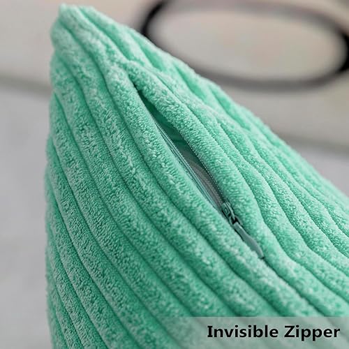 Vista 54 de Home Brilliant - Juego de 2 fundas de almohada de 24 x 24 pulgadas / 61 x 61 cm., de terciopelo de pana a rayas, cojín cuadrado decorativo, funda