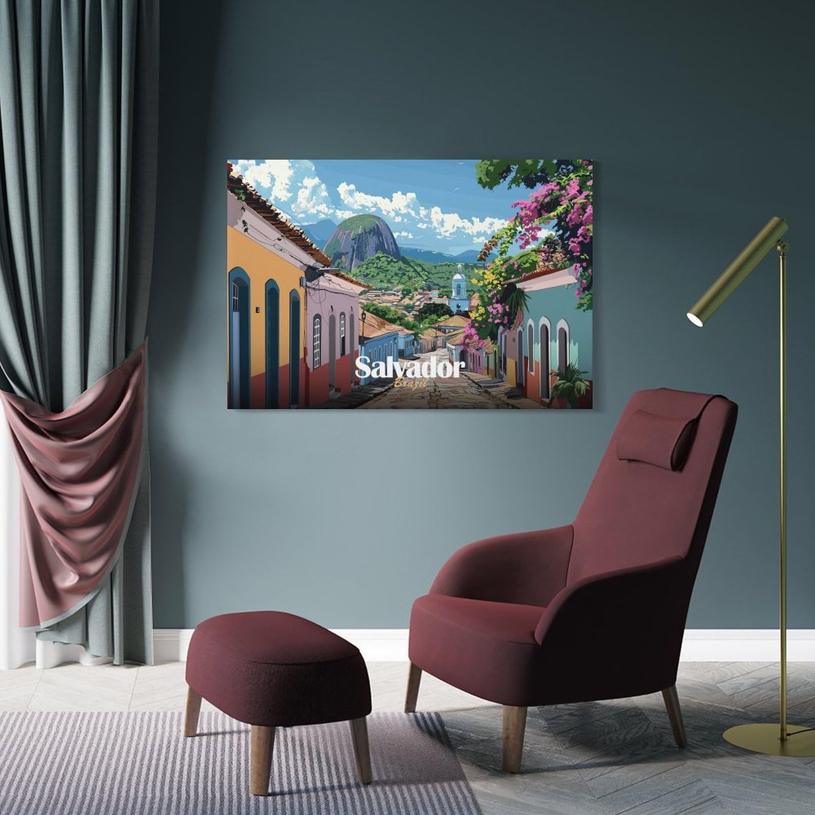 Junmoney Salvador, Brazil Cityscape Wall Art Print 24x36inch(60x90cm), for Corridors, Hallways Or Apartment Entries, Wall Decor to Refresh Empty Corners