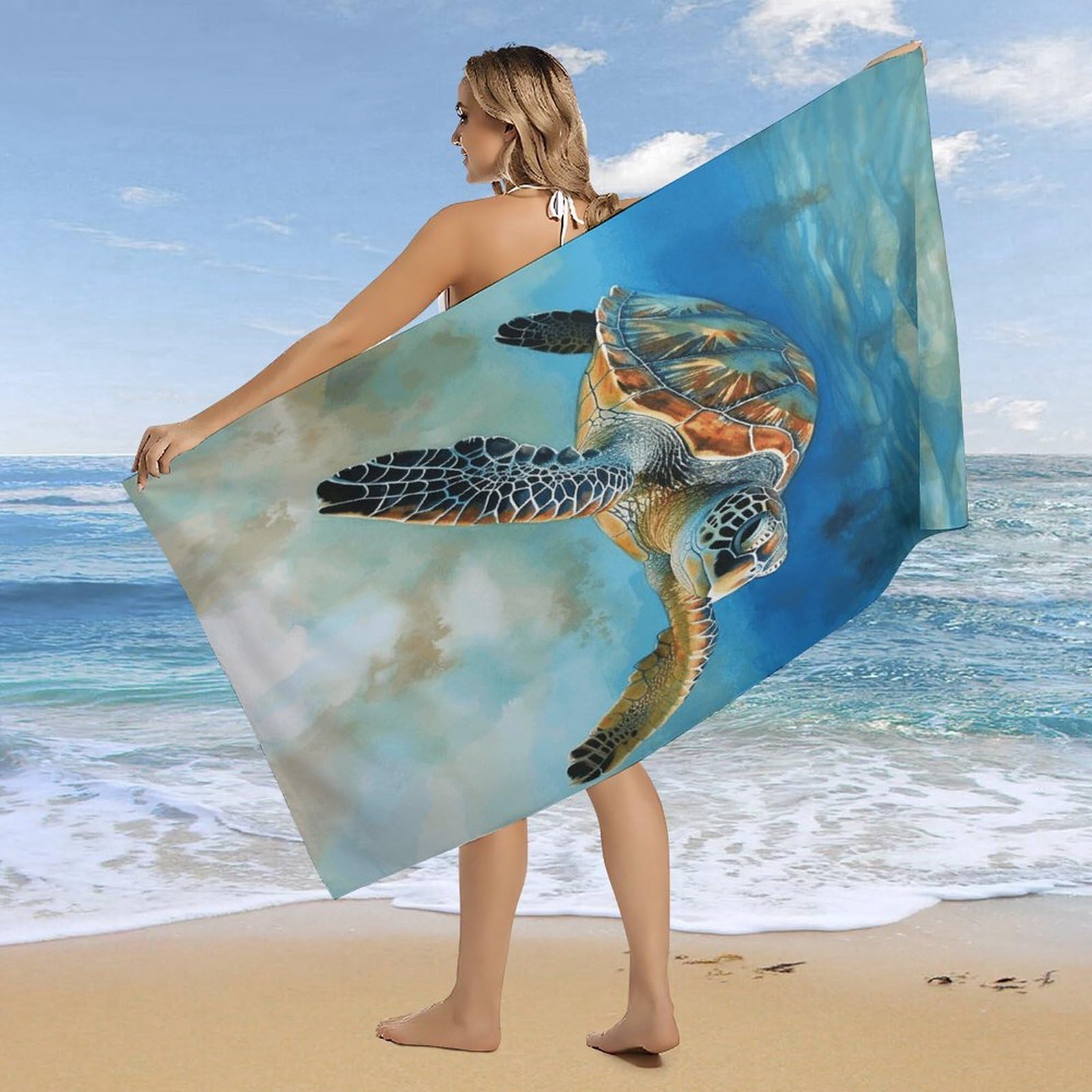 Sea Turtle - 3 toallas de baño unisex, toalla de playa ligera de secado rápido, toalla de baño para viajes, deportes, piscina, baño, camping, yoga, adultos, 160 x 80 cm