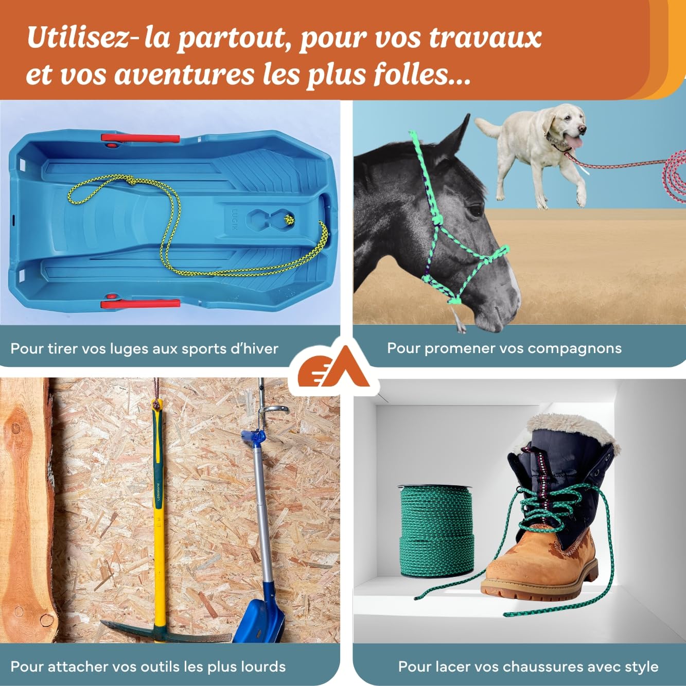 Knotty Corde tressée 5mm x 100m Paracorde Robuste Multifonction pour Bricolage, Jardinage, Bateau DIY Made in France