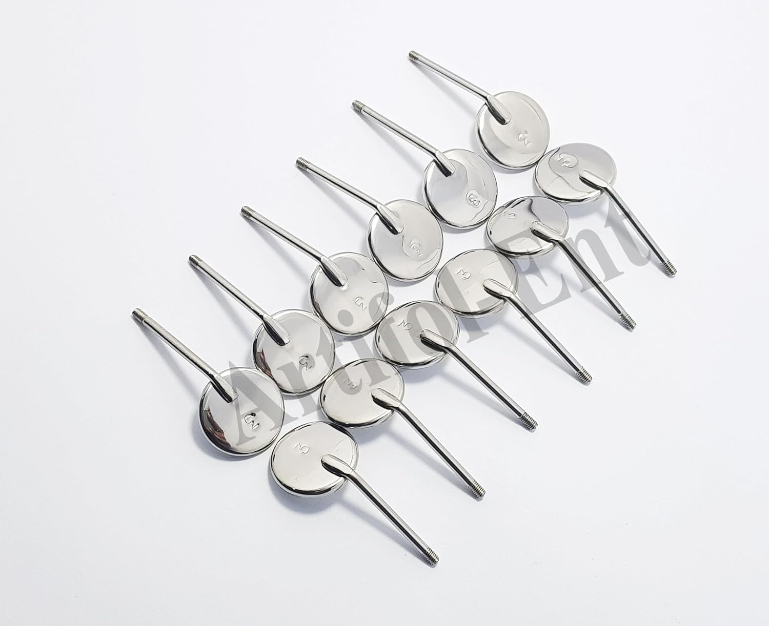 Flat Mouth Mirror Set – Fig. 3 | Set of 12 Pieces | Stainless Steel | Item #122910408