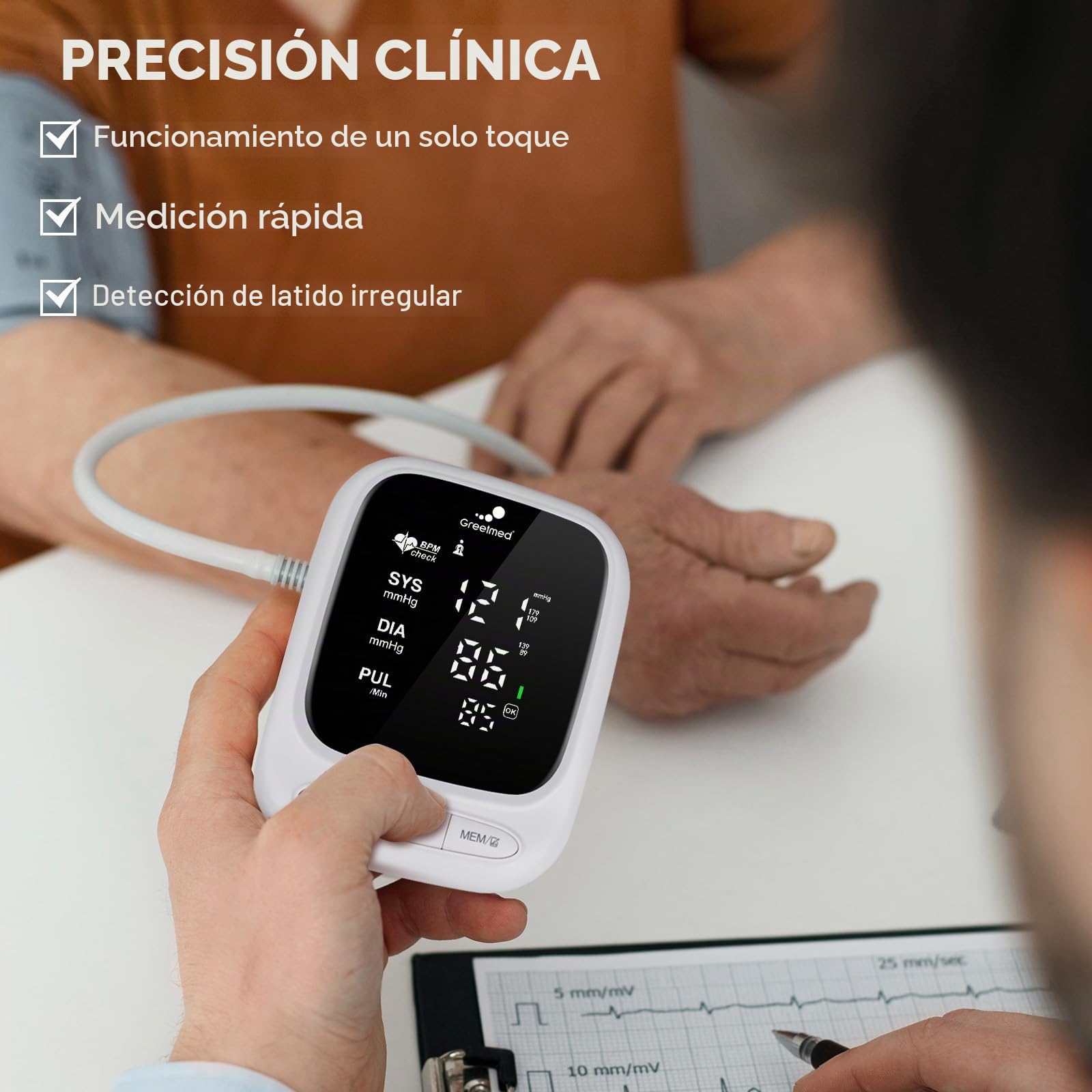 Greetmed Tensiómetro Automático Para Brazo, Tensiómetro Parlante, Recargable, Para Uso Doméstico, Pantalla Led Digital, Ajustable, De 8,7 A 16,5 Pulgadas, Modelo Para Dos Usuarios Grande