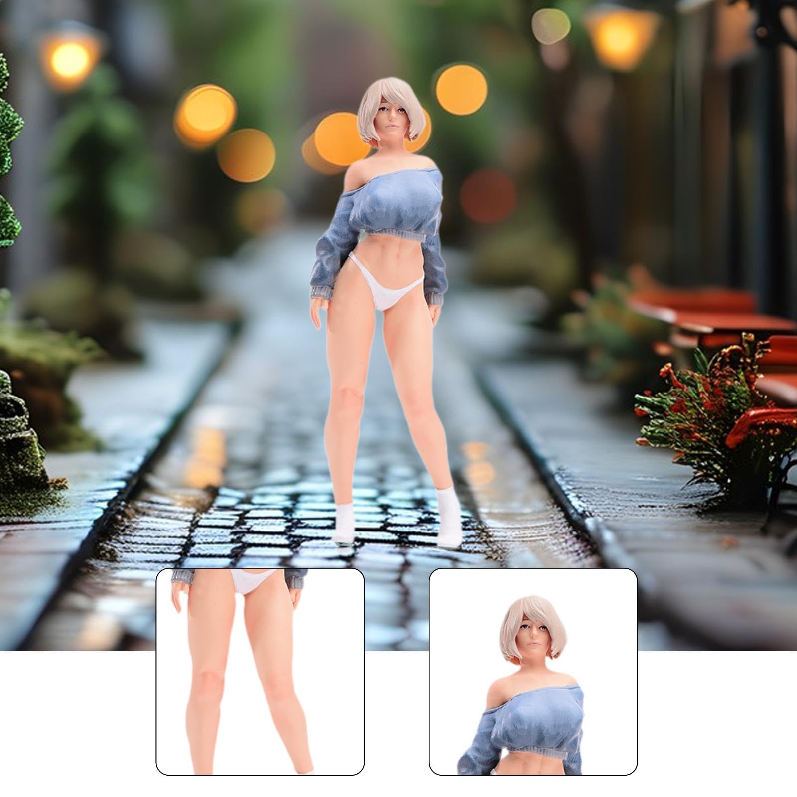 Miniatura Figura Donna Modelli Scena Diorama Accessori Bambola Casa Decorazione Oggetti Collezionismo Micro Paesaggio in Resina Dipinta