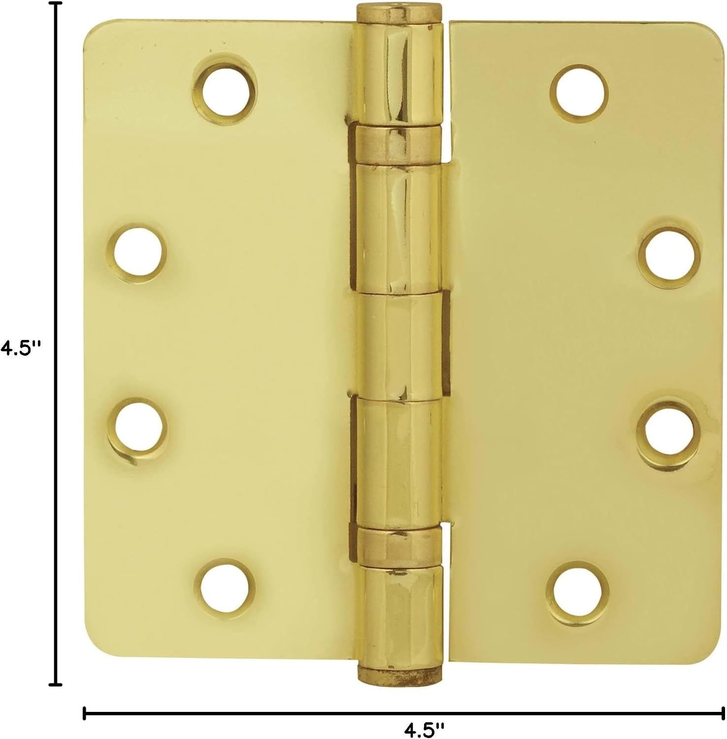 Emtek 94025 4.5" x 4.5" Ball Bearing 1/4" Radius Corners Mortise Hinge - Pair, Polished Brass