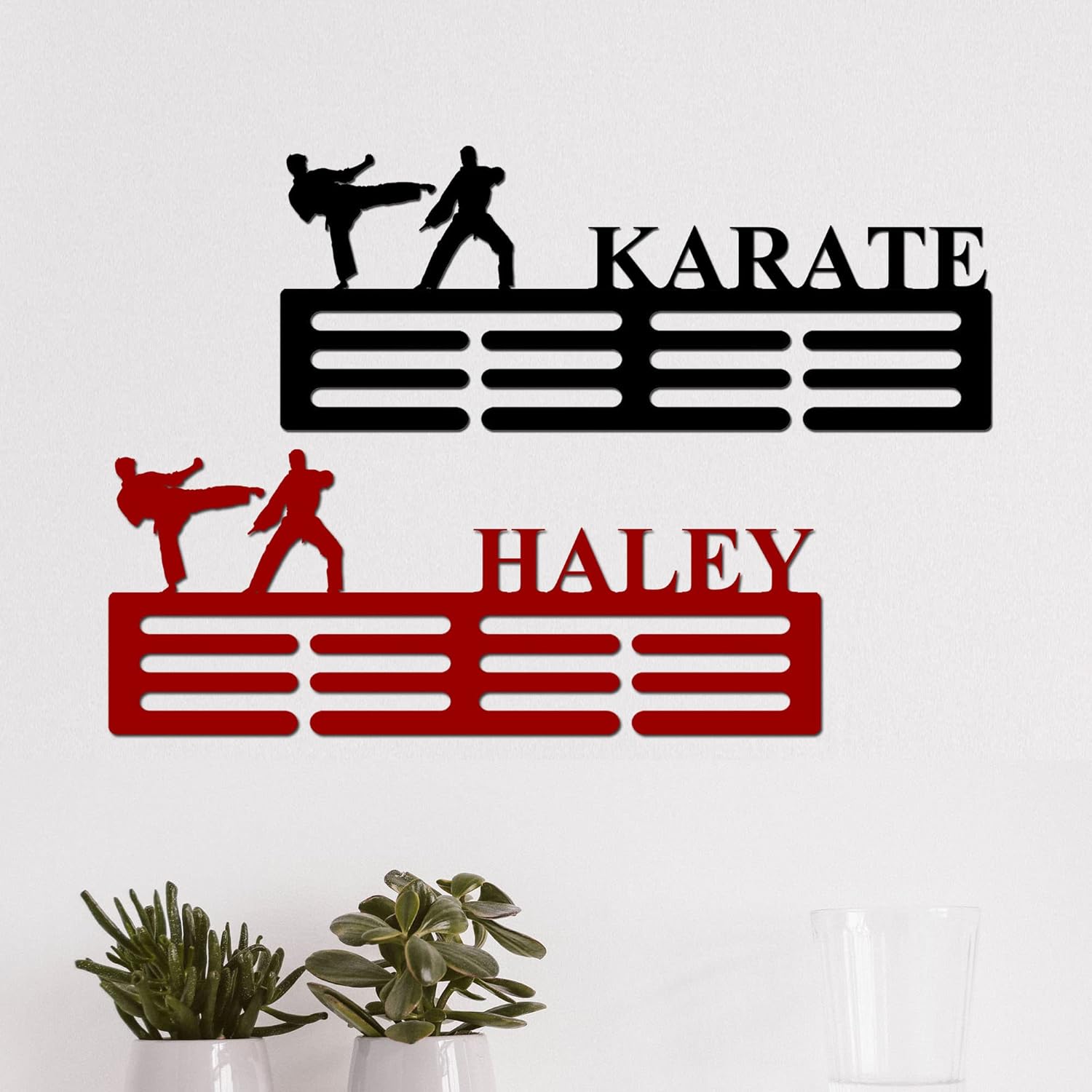Karate Medal Hanger Karate Medal Holder Personalized Karate Medal Hanger Medal Display Medal Holder with Name Display Rack for Awards 18inch