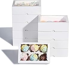 48 Pack Cupcake Boxes Hold Standard 6 Cupcakes with Insert,White cupcake Carrier,Cupcake Containers,Cake boxes,Cookies boxes,6 Cupcake Boxes