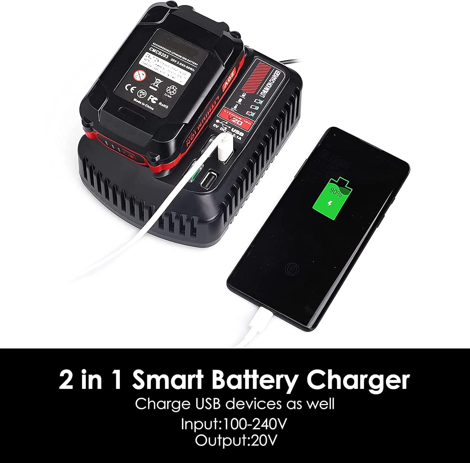 20V CMCB104 V20 Battery Fast Charger with Dual USB Port Compatible with Craftsman V20 Lithium Battery CMCB201 CMCB202 CMCB204 CMCB206 CMCB209 : Tools & Home Improvement