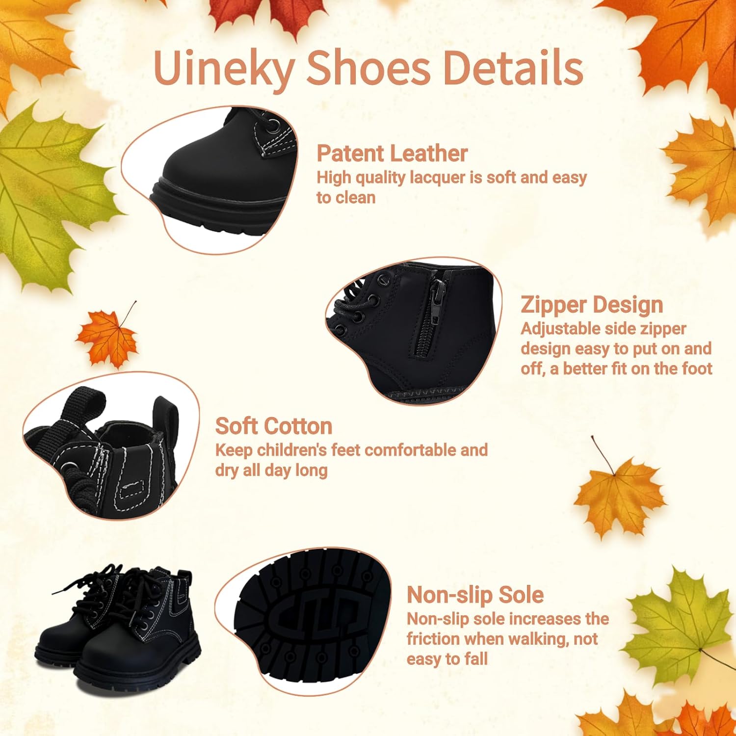 Toddler Boys Girls Combat Ankle Boots Little Kids Chelsea Fall Winter Snow Hiking Work Booties Waterproof Leather Outdoor Shoes