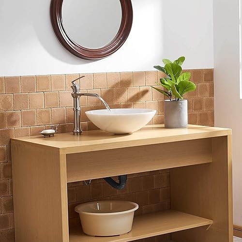 Miniatura 2 de Homevacious Grifo de lavabo de níquel cepillado, grifo de baño alto de una sola manija con montaje de drenaje emergente, grifo mezclador de lavabo