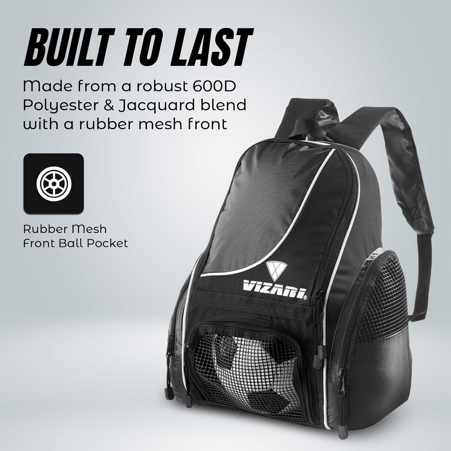 Vizari Solano Black Soccer Backpack with Hydra Soccer Ball - Blue, Size 4 – Perfect for Adults and Teens