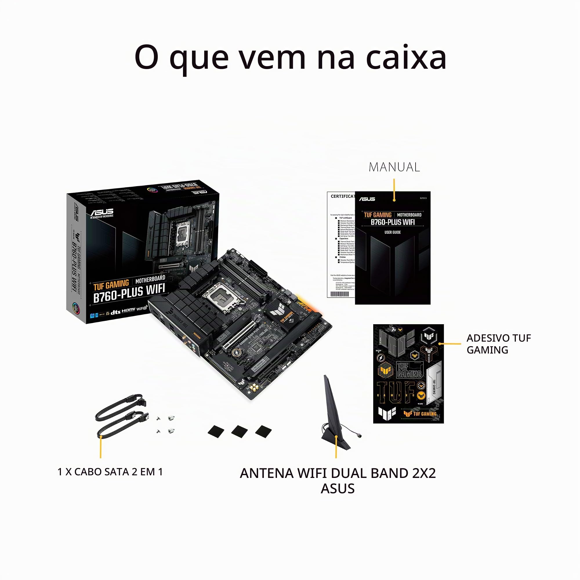 ASUS Placa-mãe TUF GAMING B760-PLUS WIFI Intel B760 LGA 1700 ATX