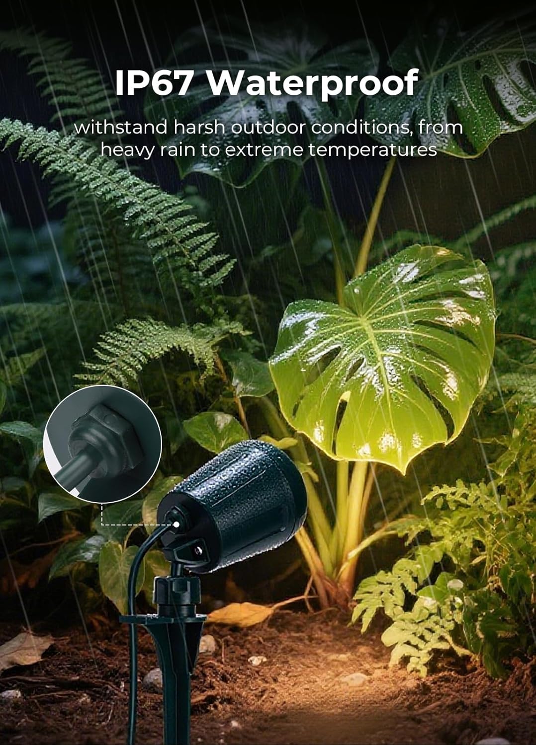 Christmas Spotlights Outdoor, 120V Plug-in Halloween Spot Light, 5000K LED Landscape Lighting with 5 Color Lenses (Red Green Blue Purple Yellow), IP67 Waterproof, 4 Pack