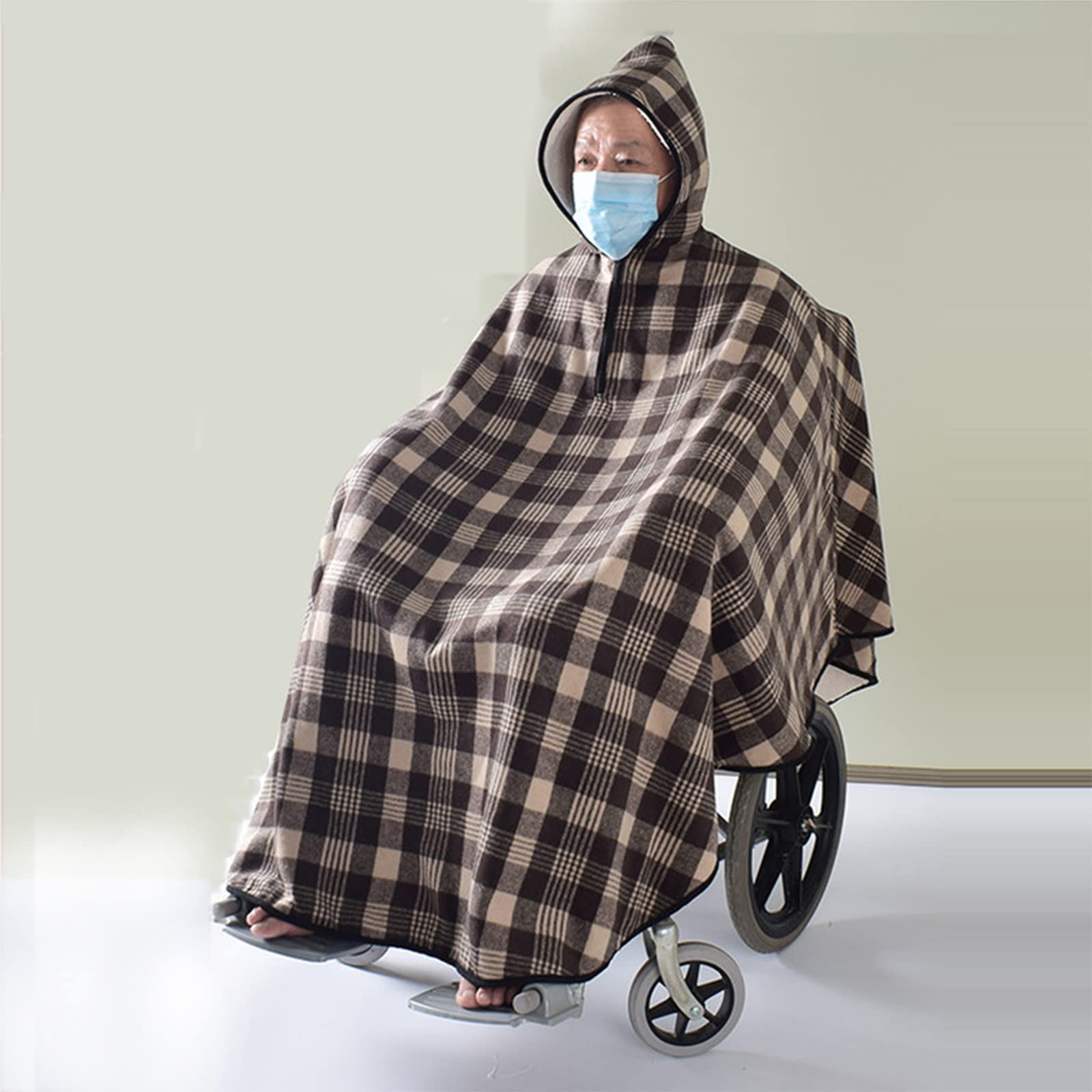 Manta térmica para Silla de Ruedas con Capucha, Manta Polar Gruesa para Exteriores, para sillas de Ruedas manuales y eléctricas, Suministros para el Cuidado de Personas Mayores.