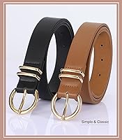 Vista 41 de VONMELLI Paquete de 3 cinturones de mujer para pantalones vaqueros, cinturón de vestir con hebilla dorada