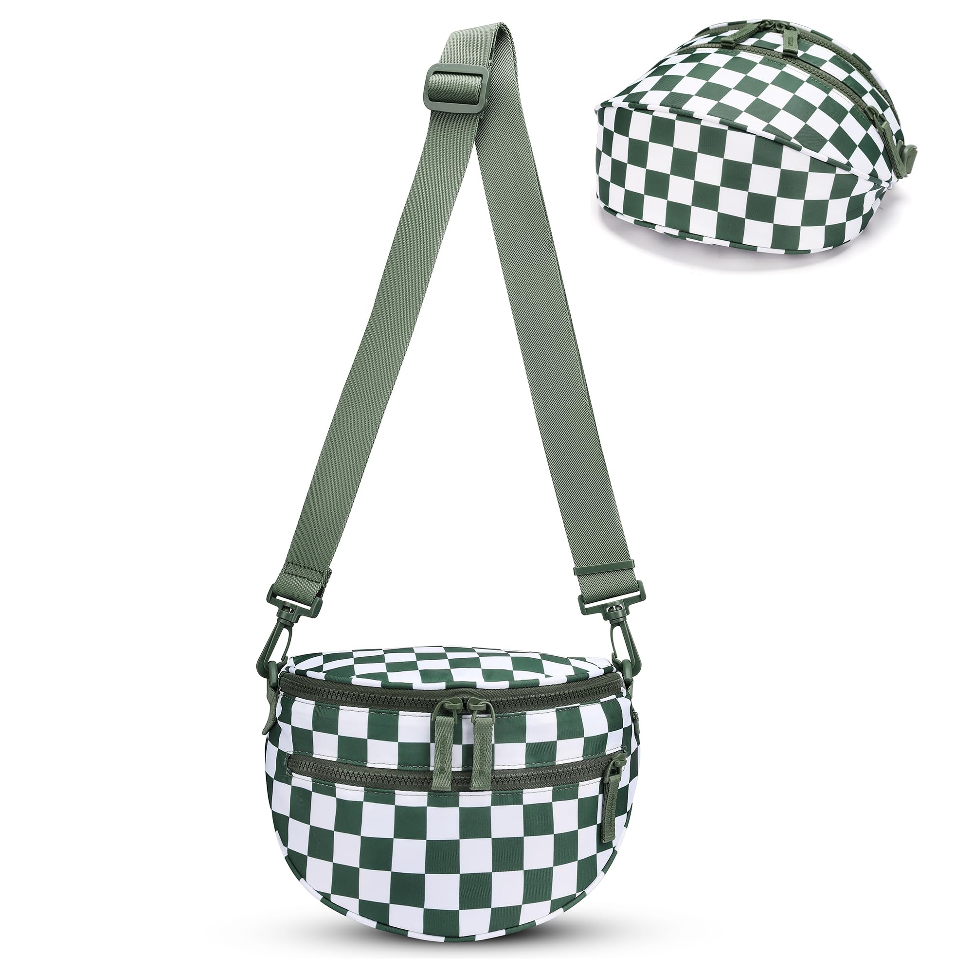 Bolso cruzado de nailon para mujer, haz clic para reproducir vídeo, color verde guisante, Verde, Moda para mujer