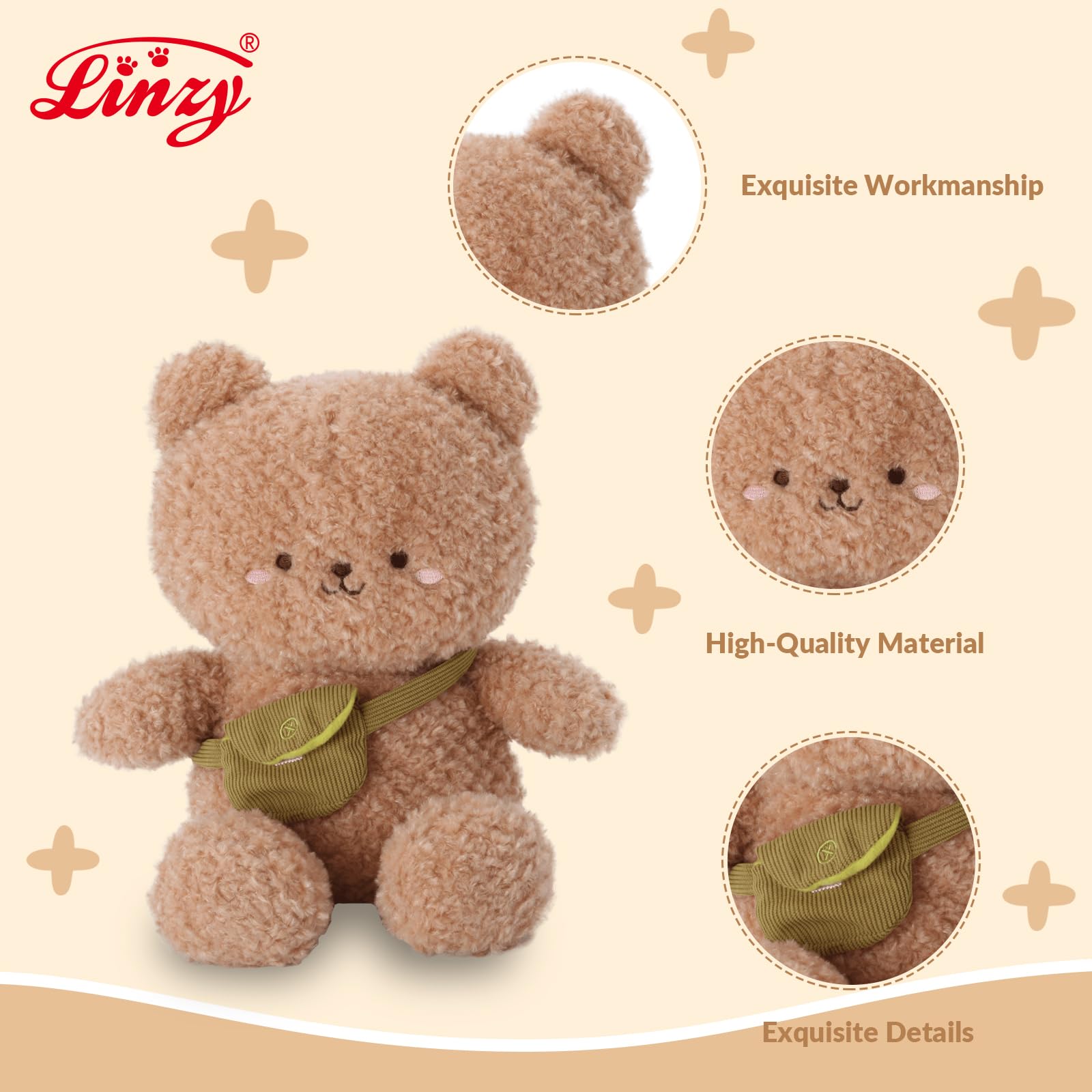 Amazon.com: Linzy 10” Bear Stuffed Animal with Crossbody Bag, Soft