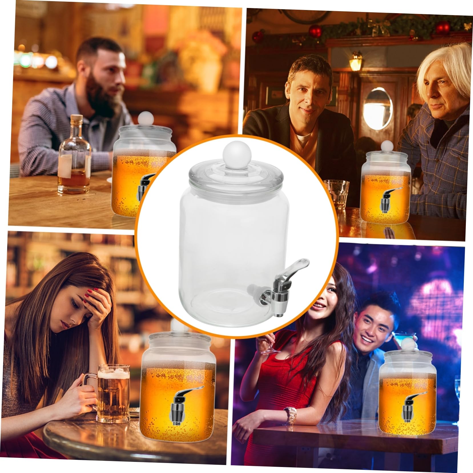 BESTYASH Praktischer Getränkespender aus Glas für Partys und Hochzeiten mit Zapfhahn und Klassischem Modischen Design zur Aufbewahrung und Ausgabe von Getränken