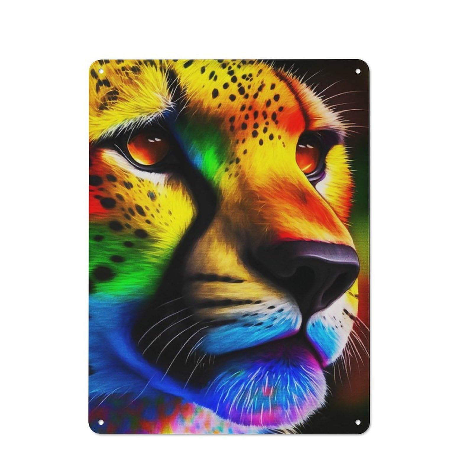 Vintage Color Art Cheetah Metal Plaque 40x30cm, Kitchen Wall Decor for Restaurant, Kitchen, Counter Or Breakfast Nook