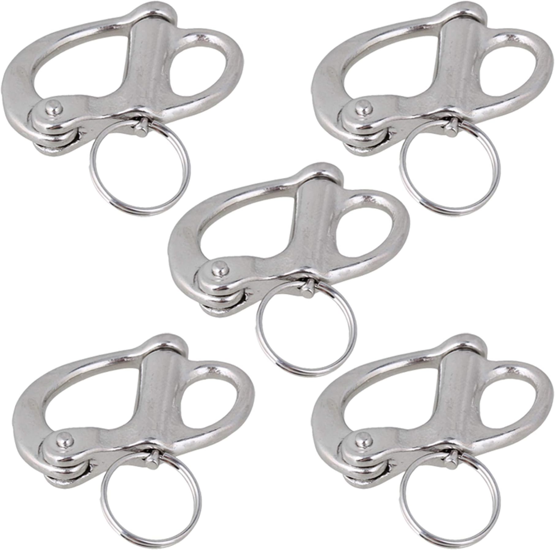 CNBTR Fixed Snap Anchor Shackle Rigging 35mm 304 Stainless Steel Fixed Eye Bail with Eye Ring Pack of 5