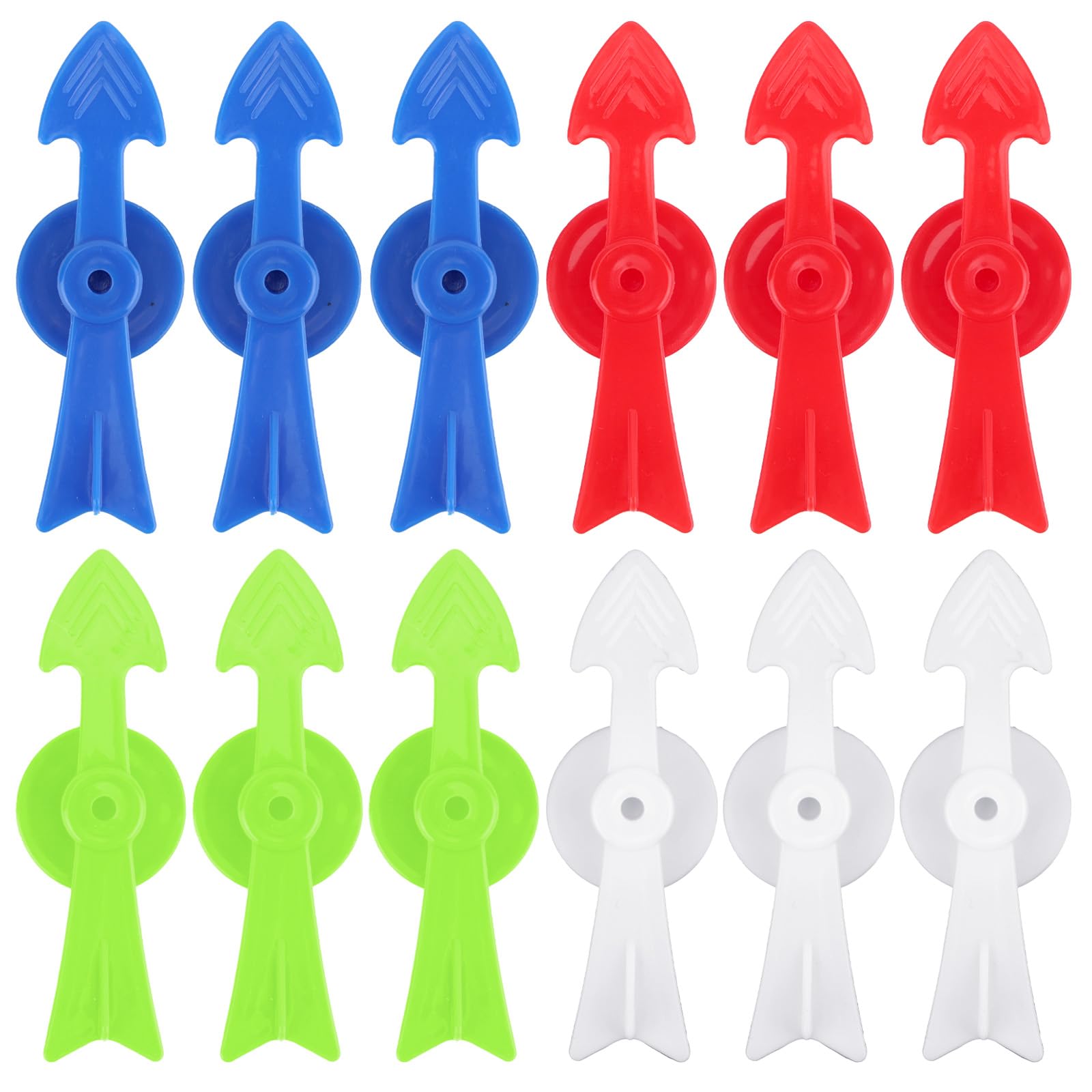 12pcs Arrow Game Spinners, Premium Plastic V-Shaped Board Game Spinners Replacement Pieces for Board Games Classroom Activities DIY Projects(Cyan, Blue, Red, White)