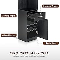 Vista 5 de BarberPub Armario de almacenamiento de salón de esquina con puerta y estantes de vidrio, equipo de peluquería de belleza para almacenamiento 3200