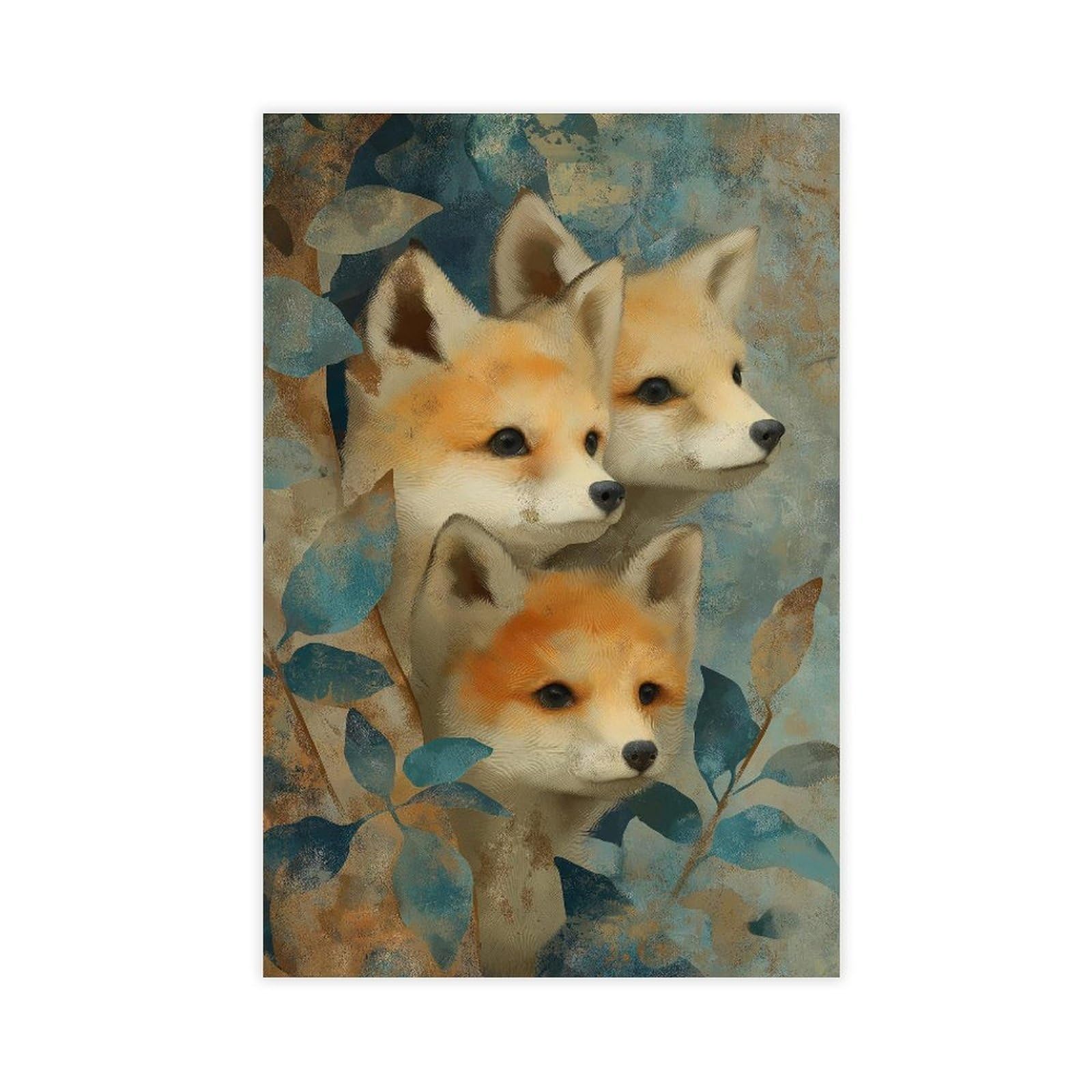 YWTJAX Fox Family Woodland Poster Canvas Poster for Dorm Room Decor Gift