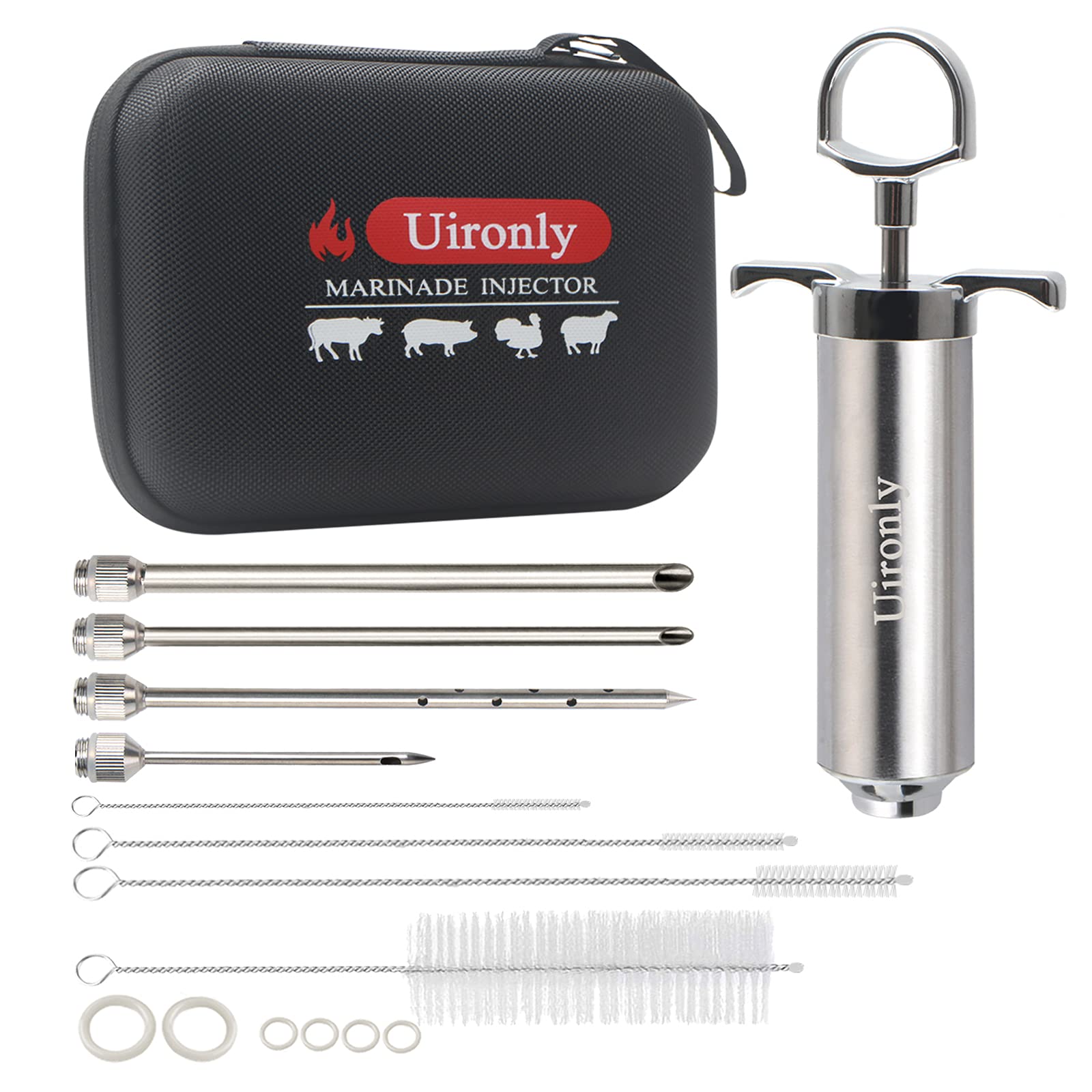 Meat Injector,Turkey Seasoning Injection Kit with 3 Professional Marinade Injector Needles for Grill Smoker BBQ Brisket; Include User Manual, E-Book - Storage Case