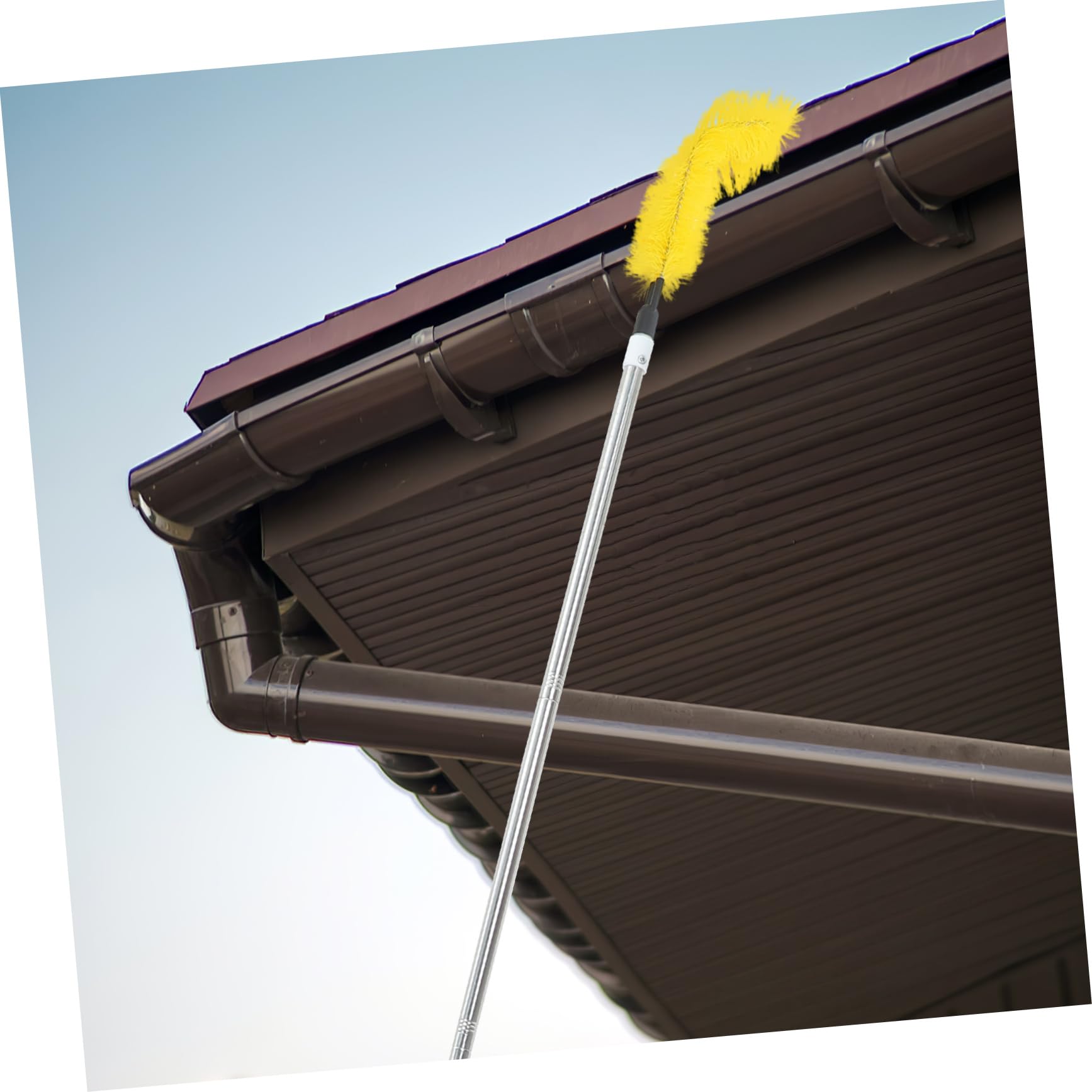 Cepillo para Limpiar Canalones de Techo Pértiga de Acero Inoxidable, Herramienta Laborsaving para Limpieza Exterior y Prevención de Obstrucciones