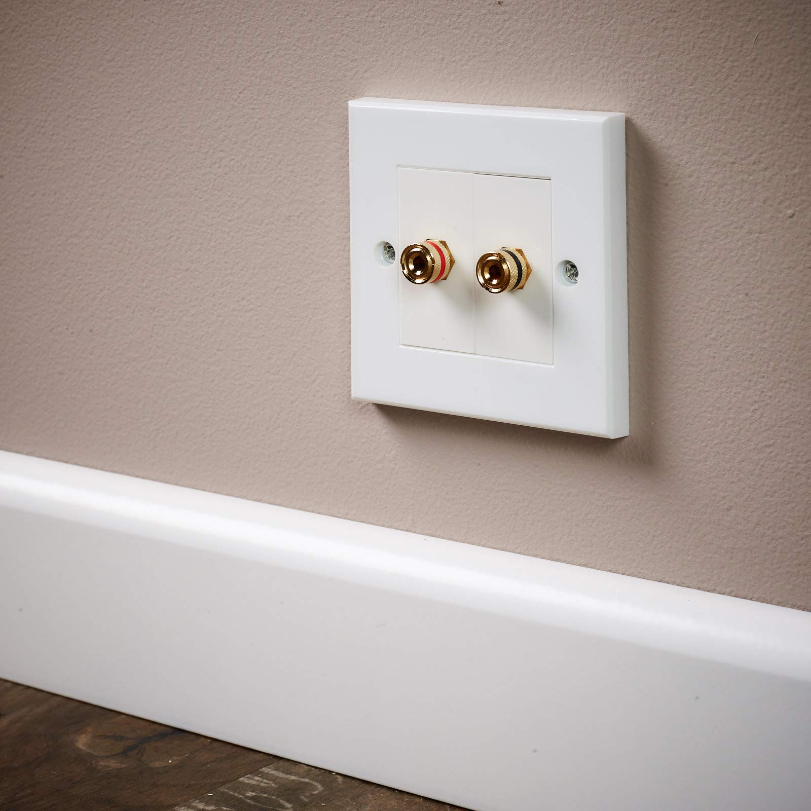 iSynq Single Channel Speaker Faceplate/Wall Outlet, Red & Black, Gold Plated Binding Post Connectors - Image 3