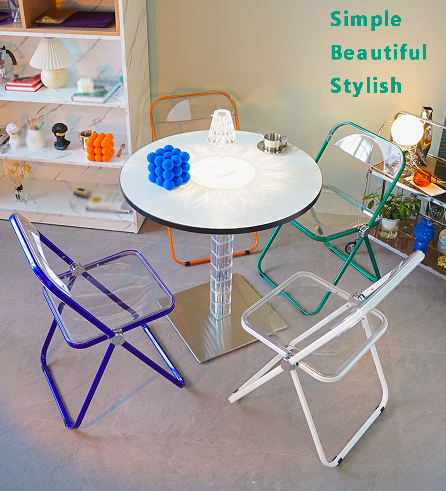 Amazon｜透明アクリル折りたたみ椅子、金属フレーム折りたたみバース