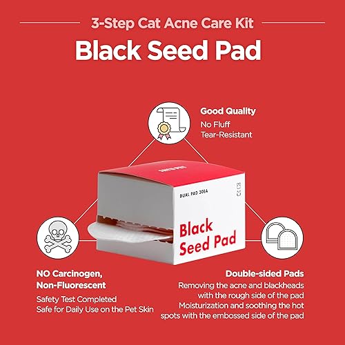 Miniatura 6 de JAYU PET Kit de cuidado del acné de gato de 3 pasos, limpiador hipoalergénico para acné felino, barbilla negra de gato (1EA), almohadillas de doble