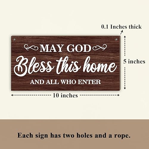 Miniatura 2 de Letrero colgante de tablones de madera con texto en inglés May God Bless This Home (May God Bless This Home) - Letrero colgante cristiano de 5 x 10