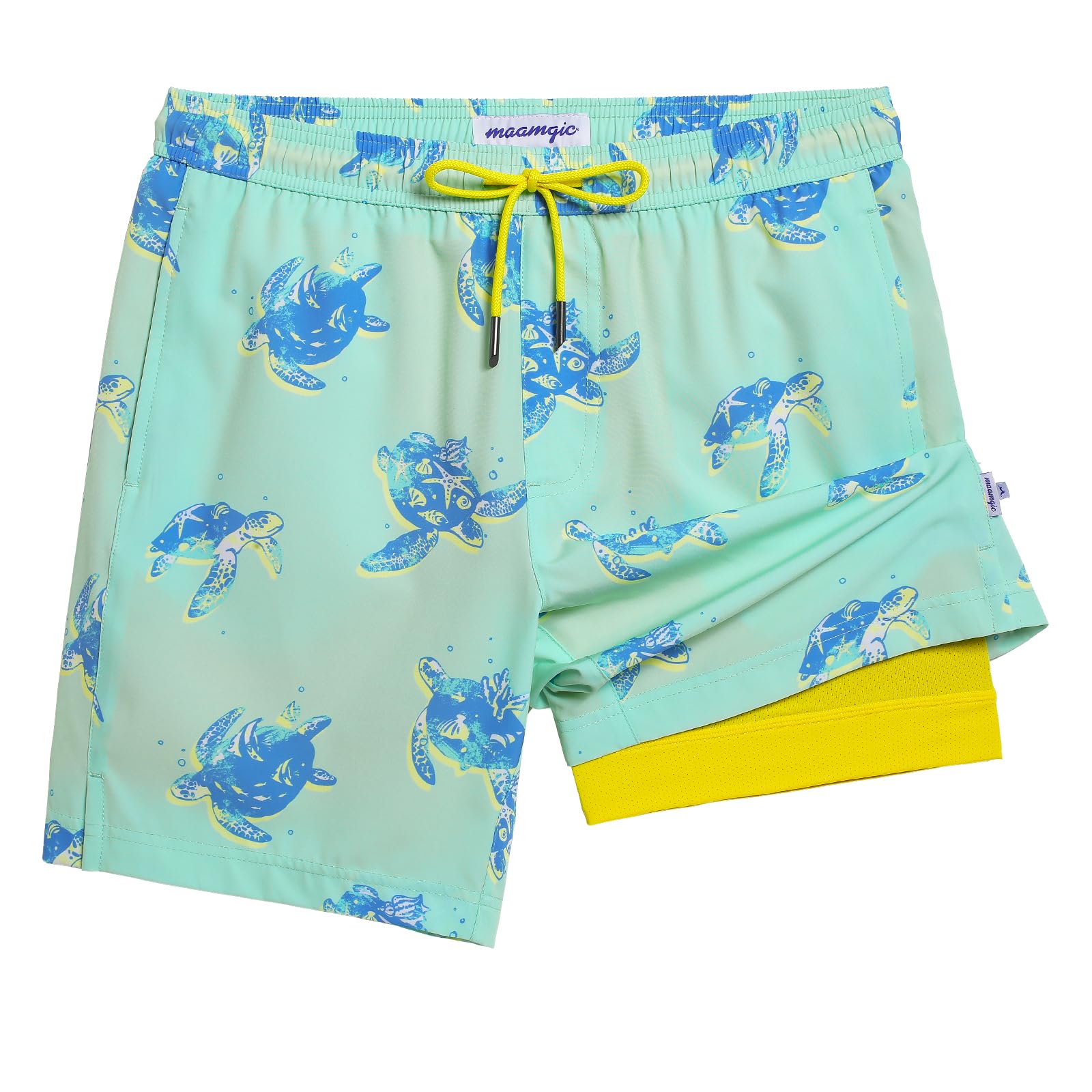 maamgic Mens Swim Trunks with Compression Liner 7 Inch Inseam Mens Bathing Suit Quick Dry Swimming Trunks Swimsuit