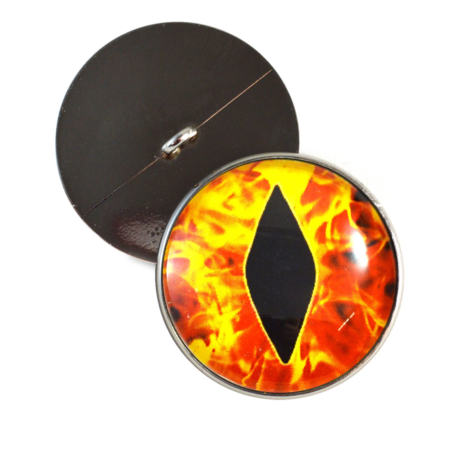 Fiery Dragon Sew On Glass Eyes 30mm Buttons with Loop for Crocheted Doll Stuffed Animal Soft Sculptures or Jewelry Making Crafts - Set of 2